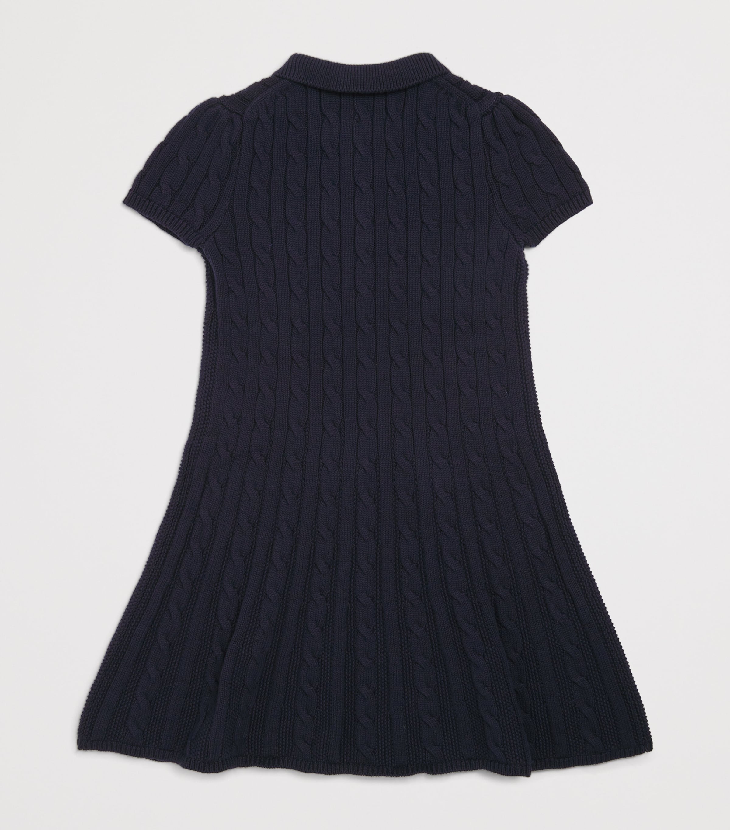 Ralph Lauren Kids Cotton Cable-Knit Dress (6-14 Years) Navy W/ Rch Cream Image 2