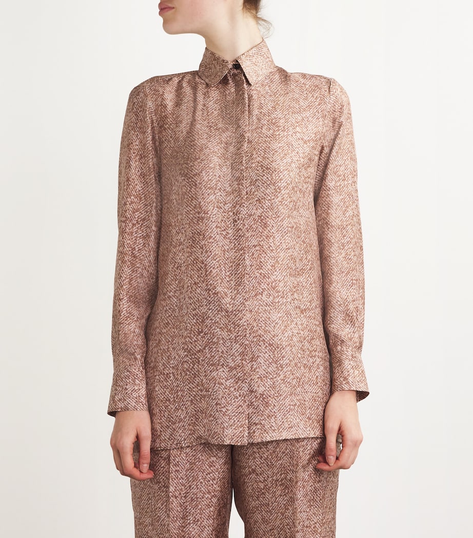 Kiton Womens Silk Herringbone Shirt Rose Image 3