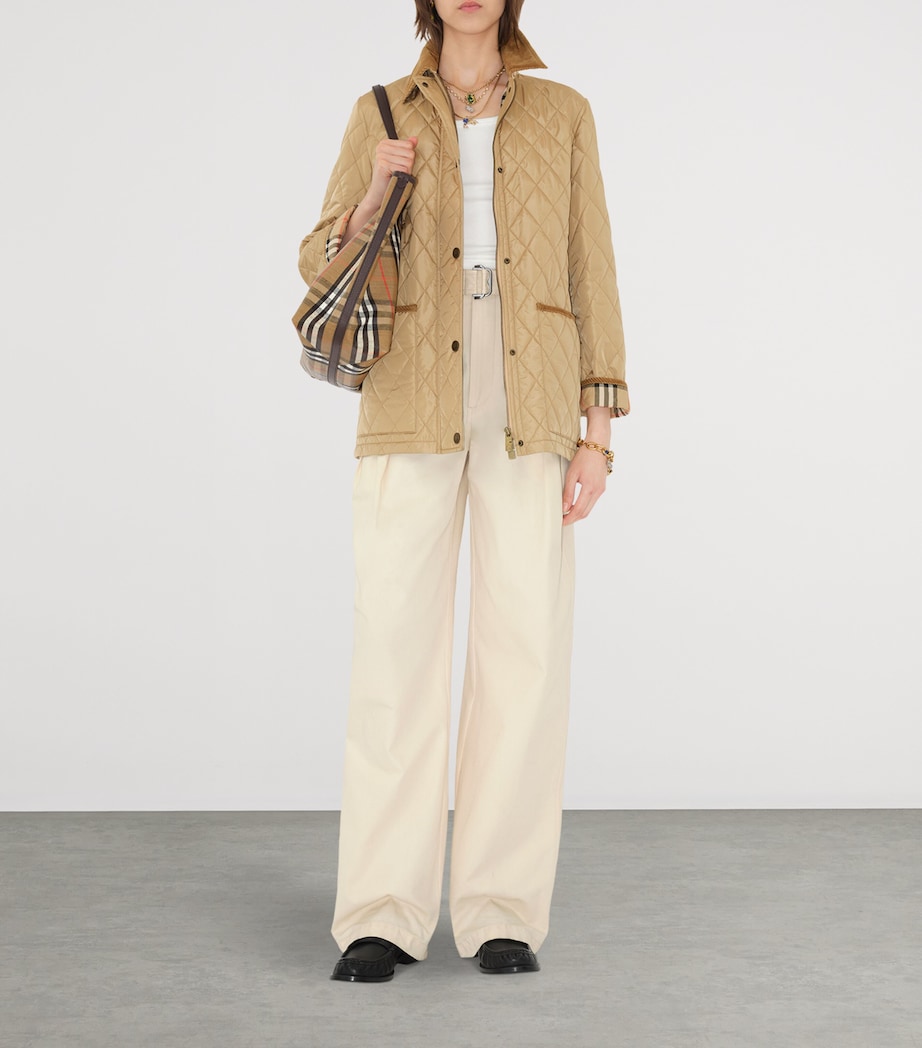 Quilted Barn Jacket FLAX/SAND IP CHECK Image 3