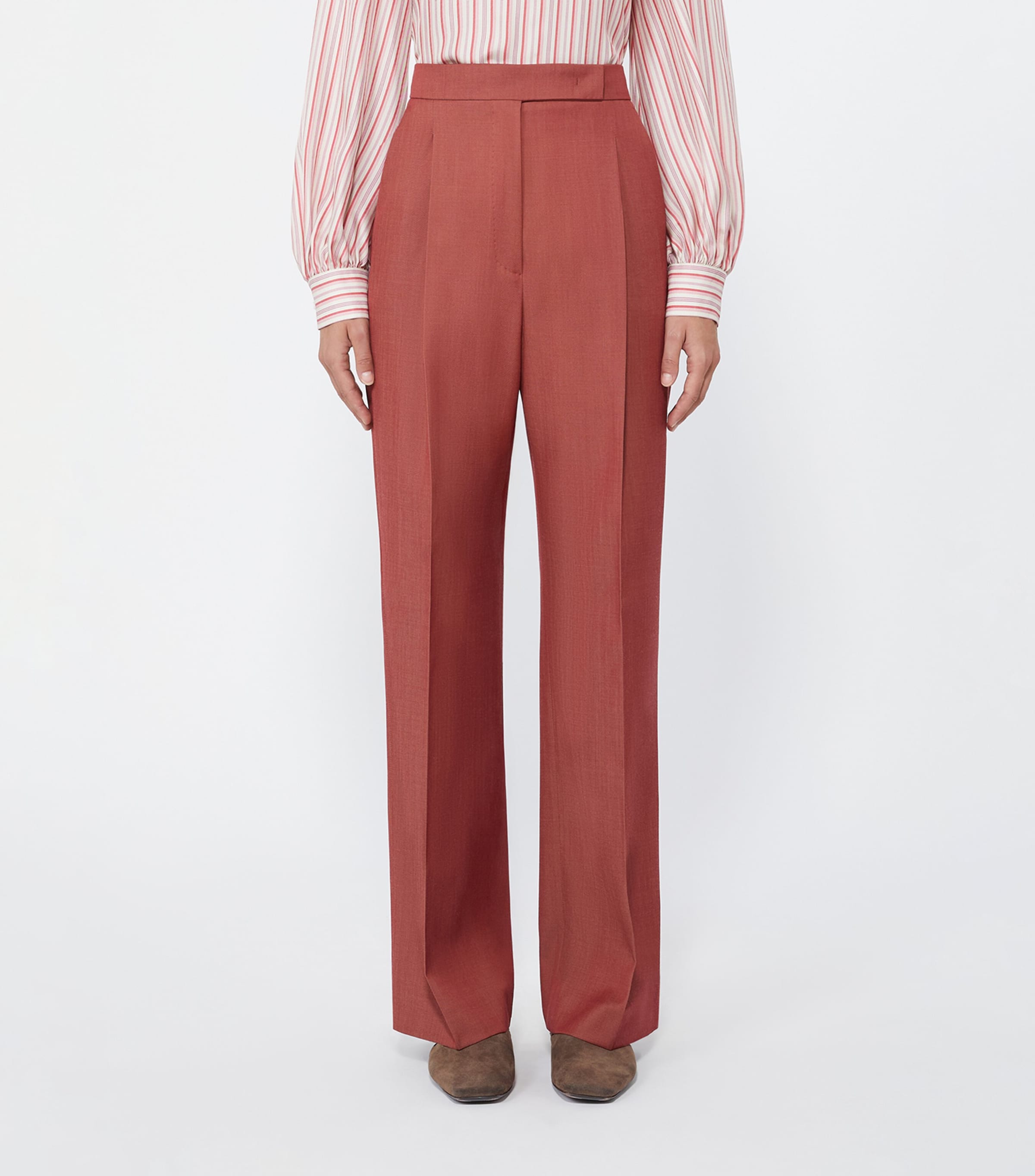 Max Mara Womens Wool Tailored Trousers Red Image 3
