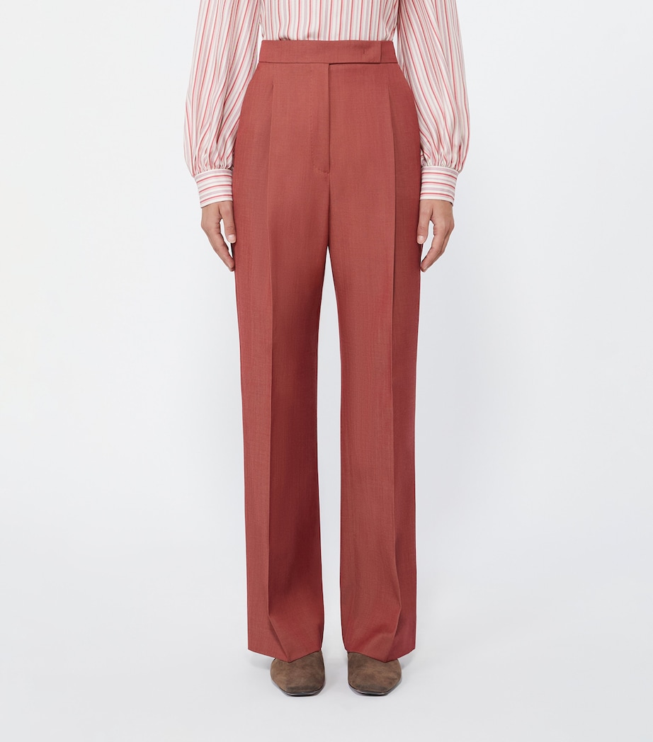 Max Mara Womens Wool Tailored Trousers Red Image 3