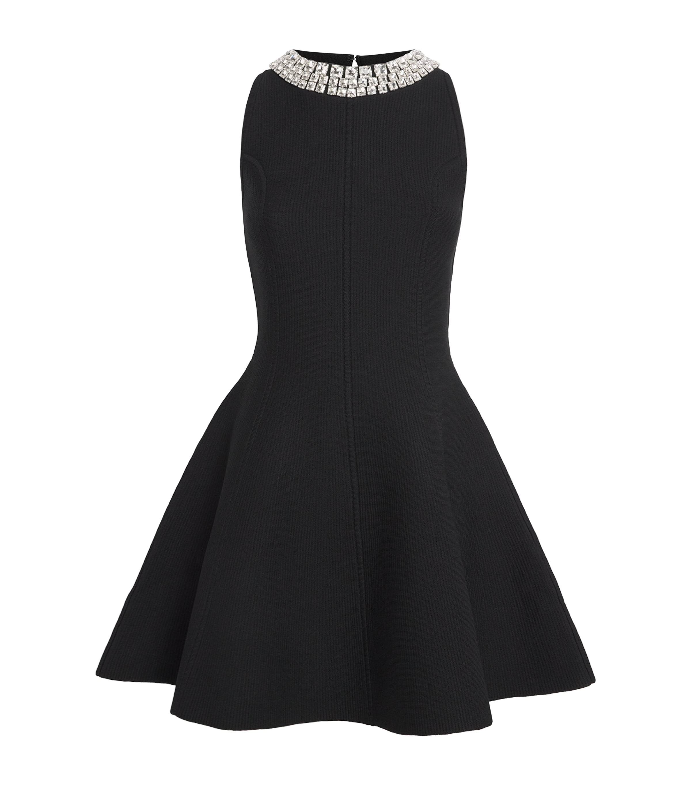 Sandro Womens Black Crystal-embellished Sleeveless Knitted Mini Dress In Black