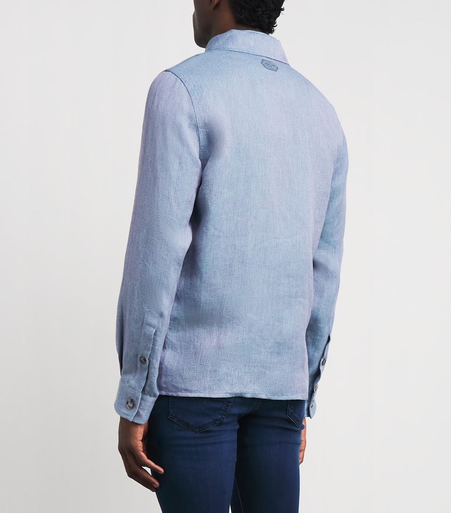 JACOB COHËN Mens Linen Overshirt Azzurro Image 5