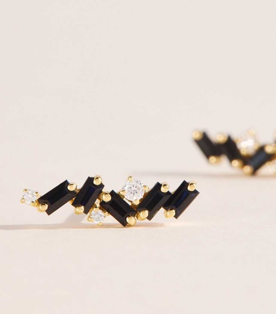 Suzanne Kalan Yellow Gold, Diamond and Sapphire Frenzy Stud Earrings Yg/bs Image 4