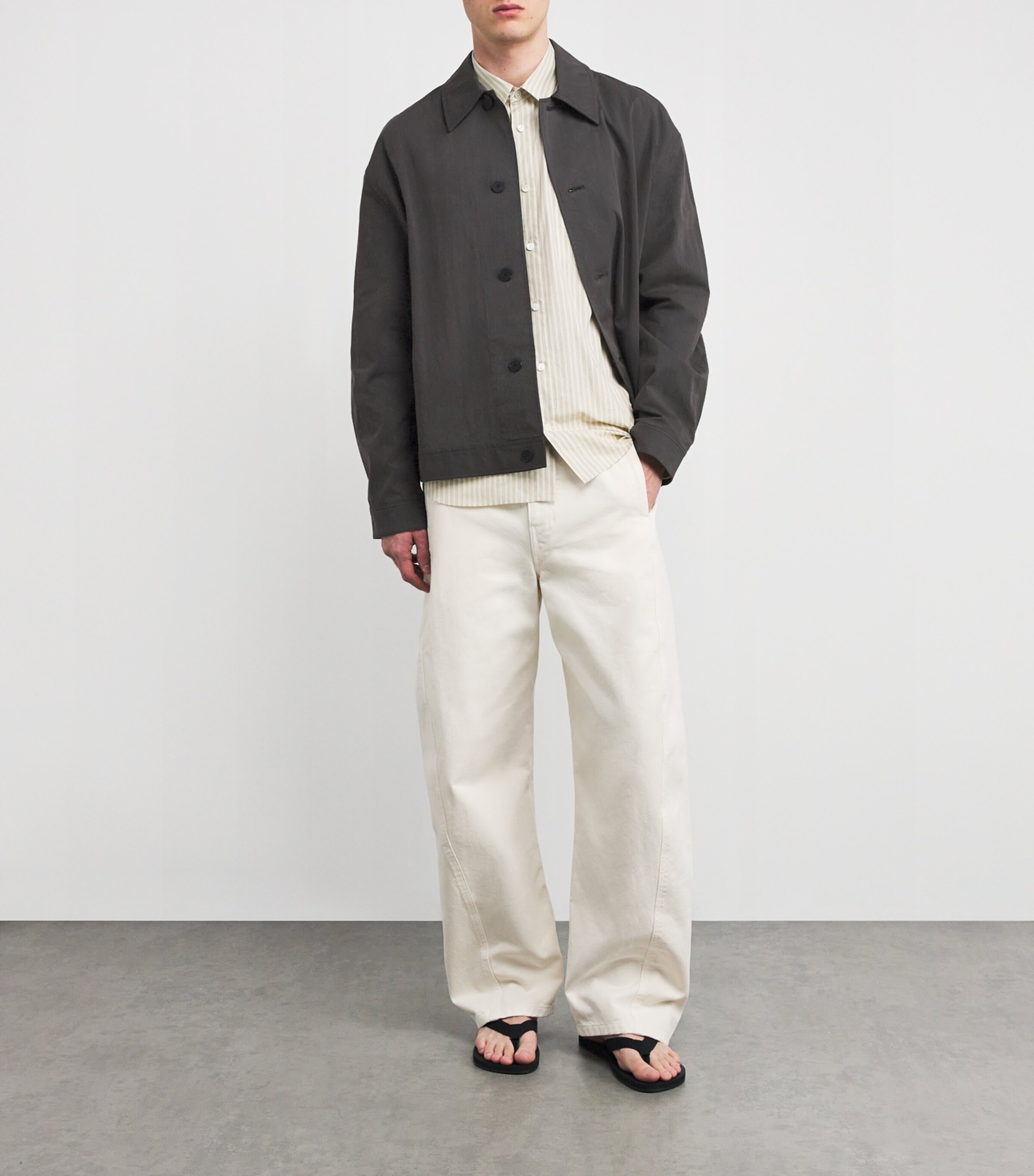 Studio Nicholson Mens Cotton-Blend Numa Overshirt Oil Image 2
