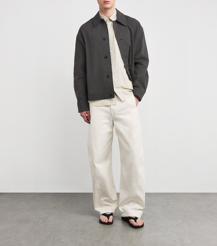 Studio Nicholson Mens Cotton-Blend Numa Overshirt Oil Image 2
