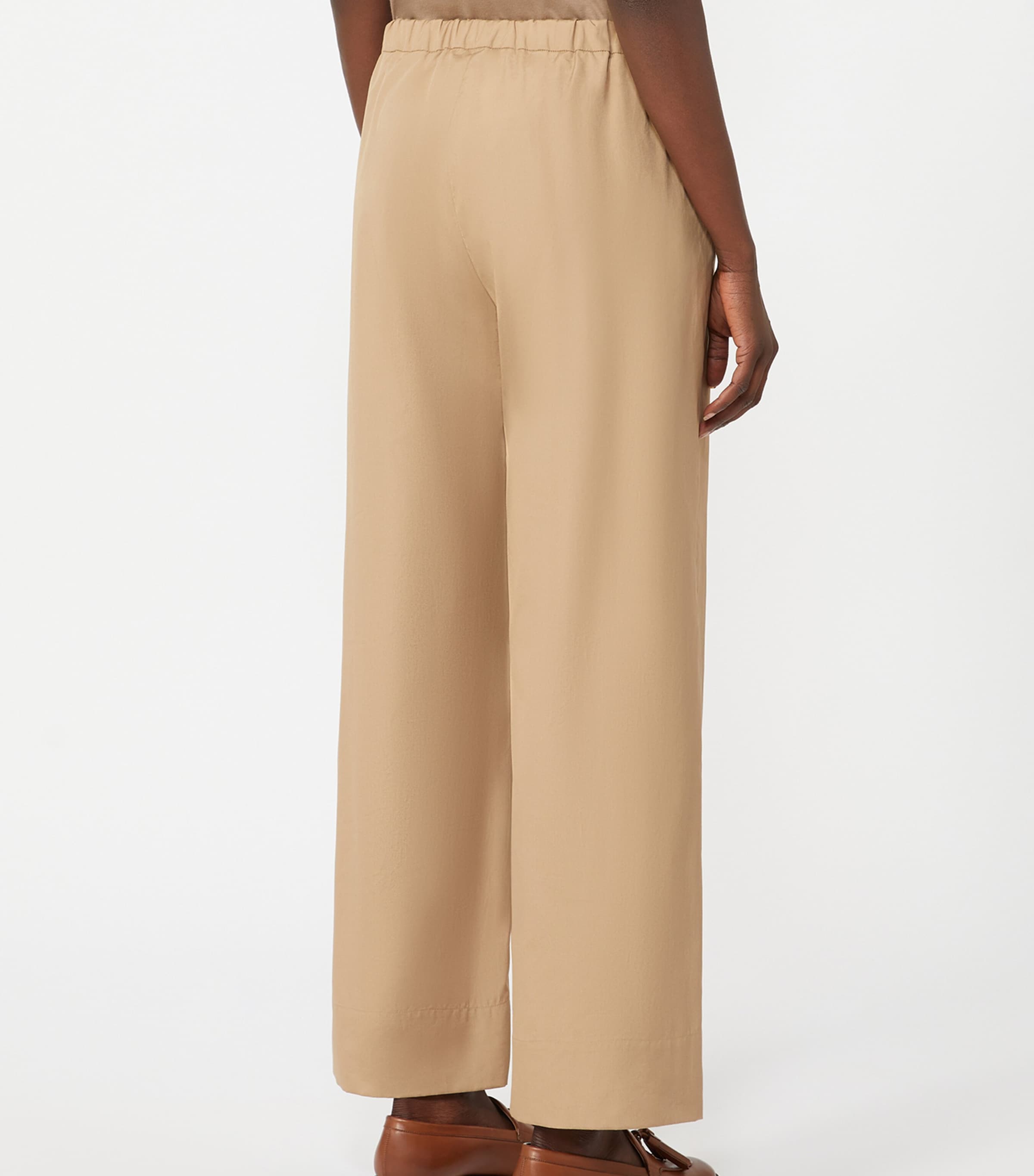 Max Mara Womens Cotton Argento Wide-Leg Trousers Desert Image 3