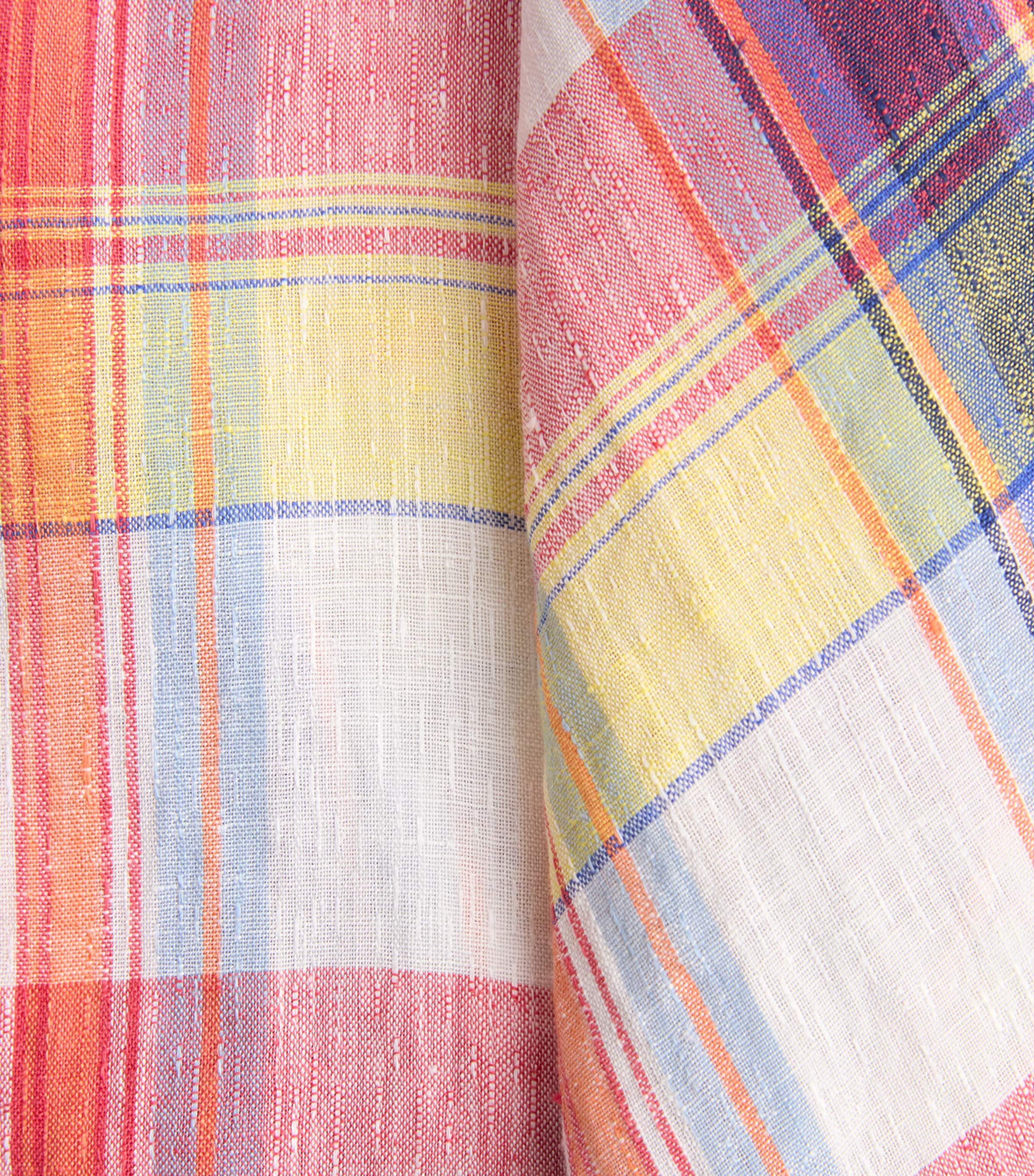 God's True Cashmere Mens Linen Plaid Daybreak Shirt Red Sun / Orange Sunstone Image 6