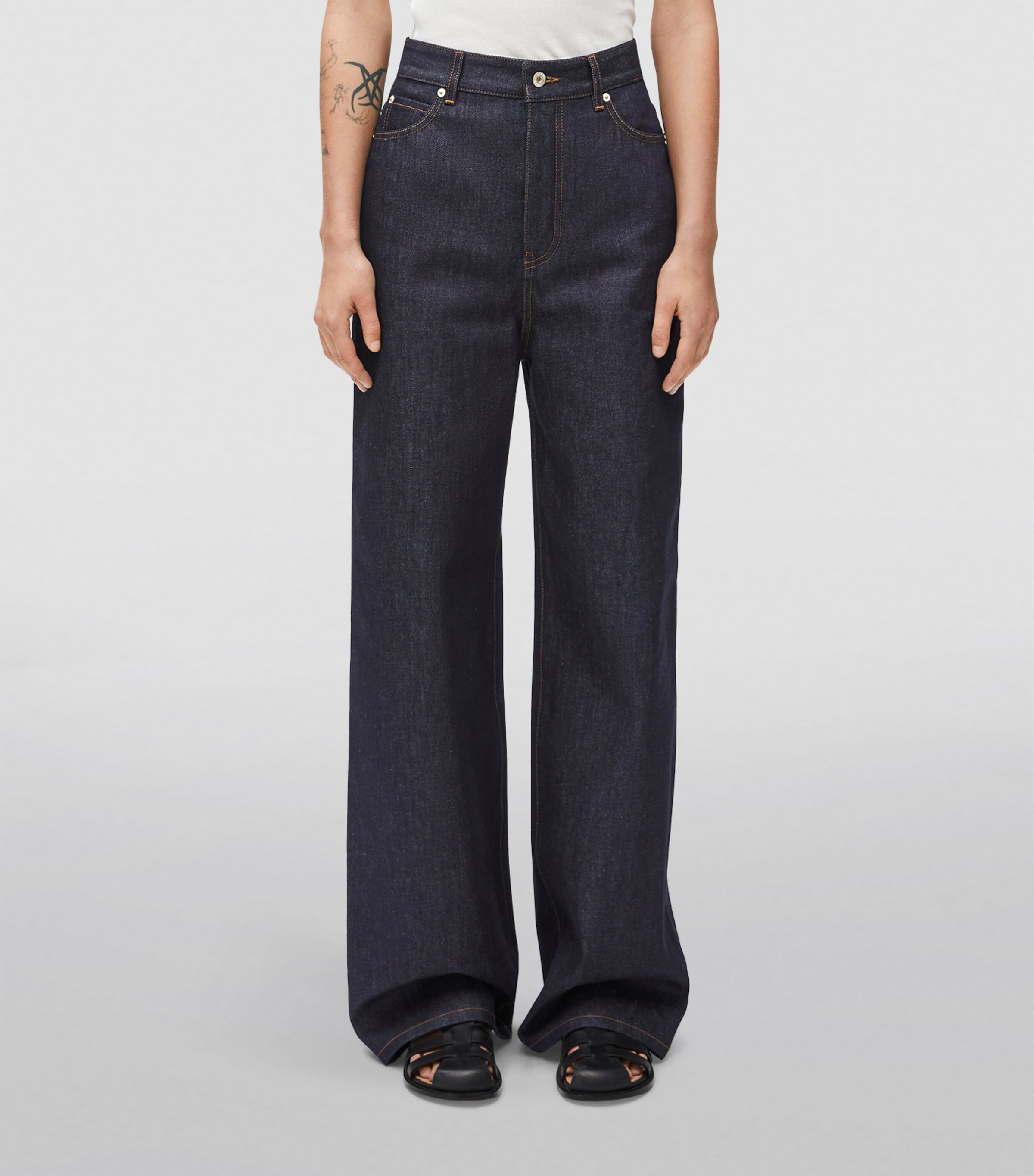 High-Waist Wide-Leg Jeans RAW DENIM Image 3