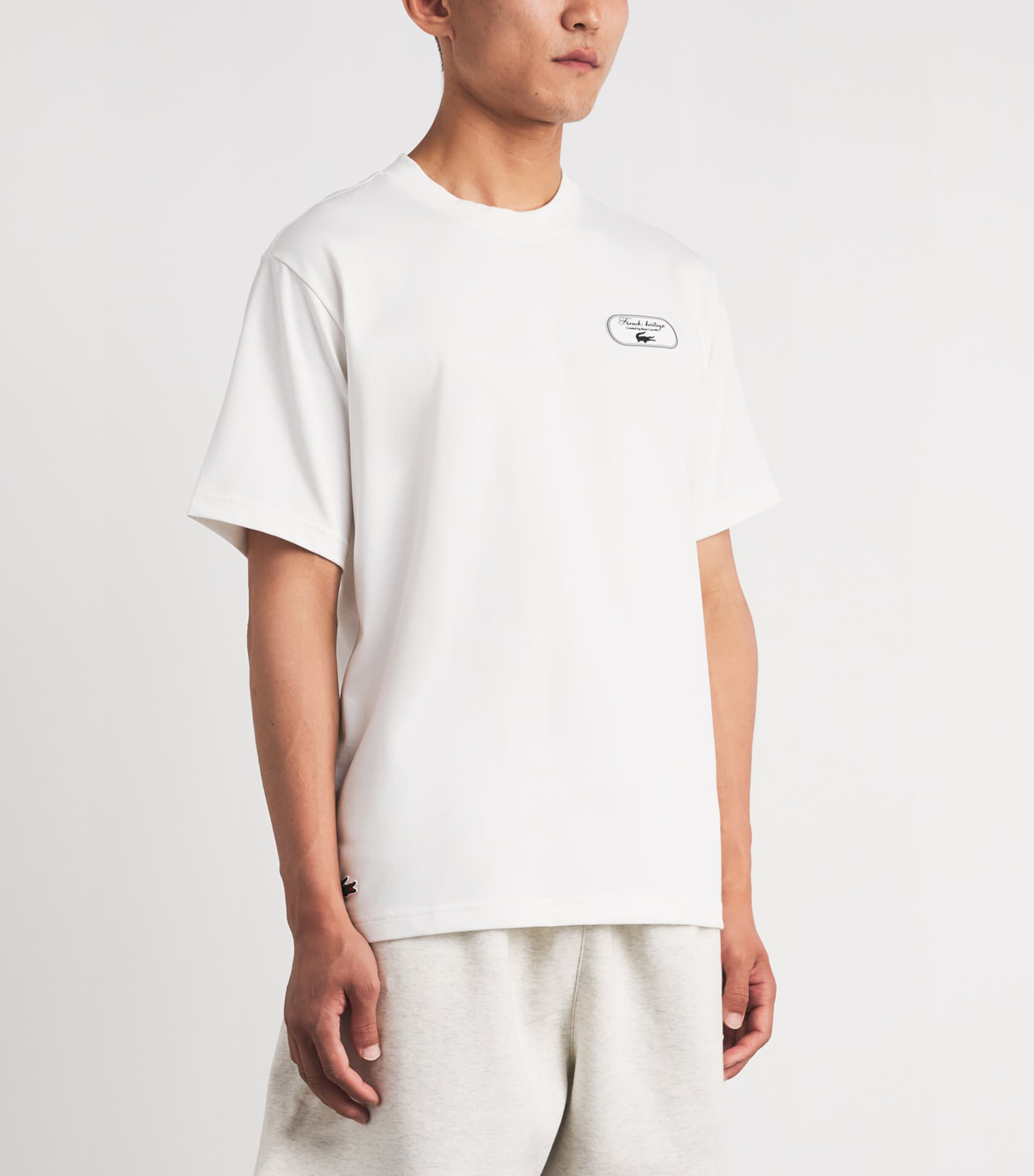 Lacoste Mens Ultra Dry Tennis Heritage Graphic T-Shirt Flour Image 4