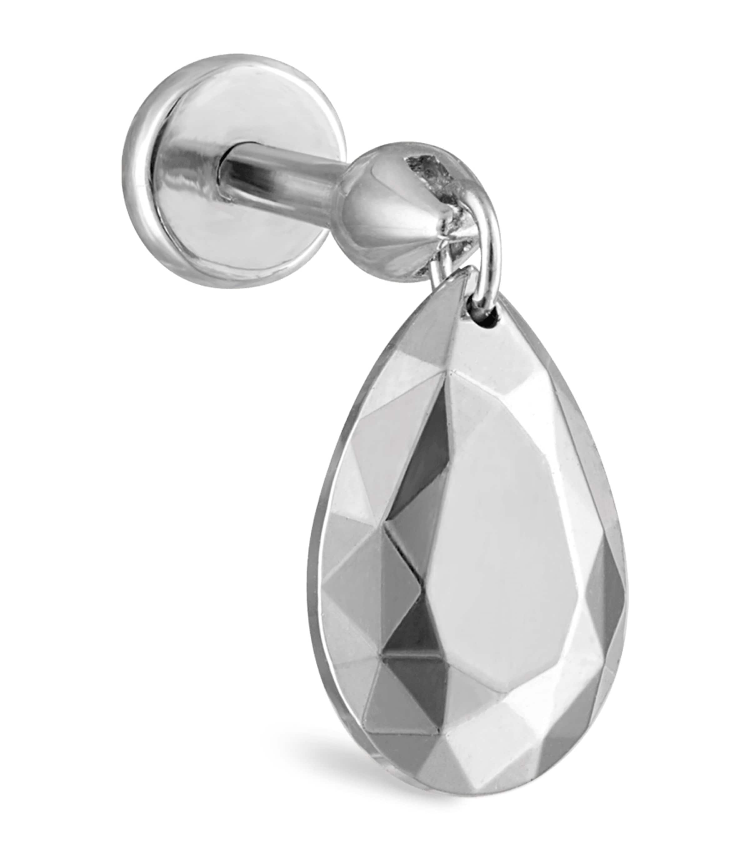 MARIA TASH FACETED PEAR THREADED CHARM EARRING