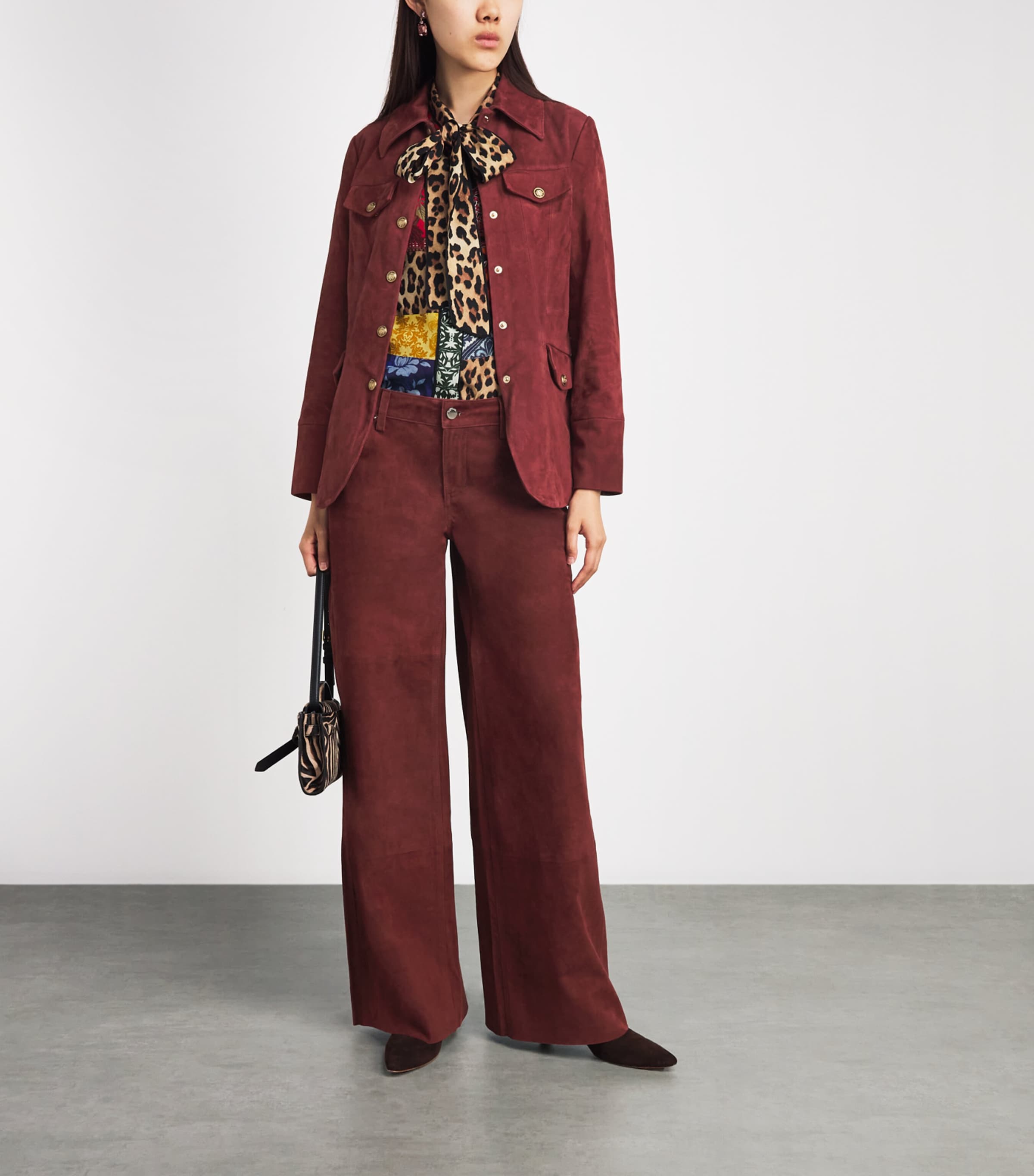 Alice+Olivia Womens Dorothie Suede Utility Jacket Cognac Image 2
