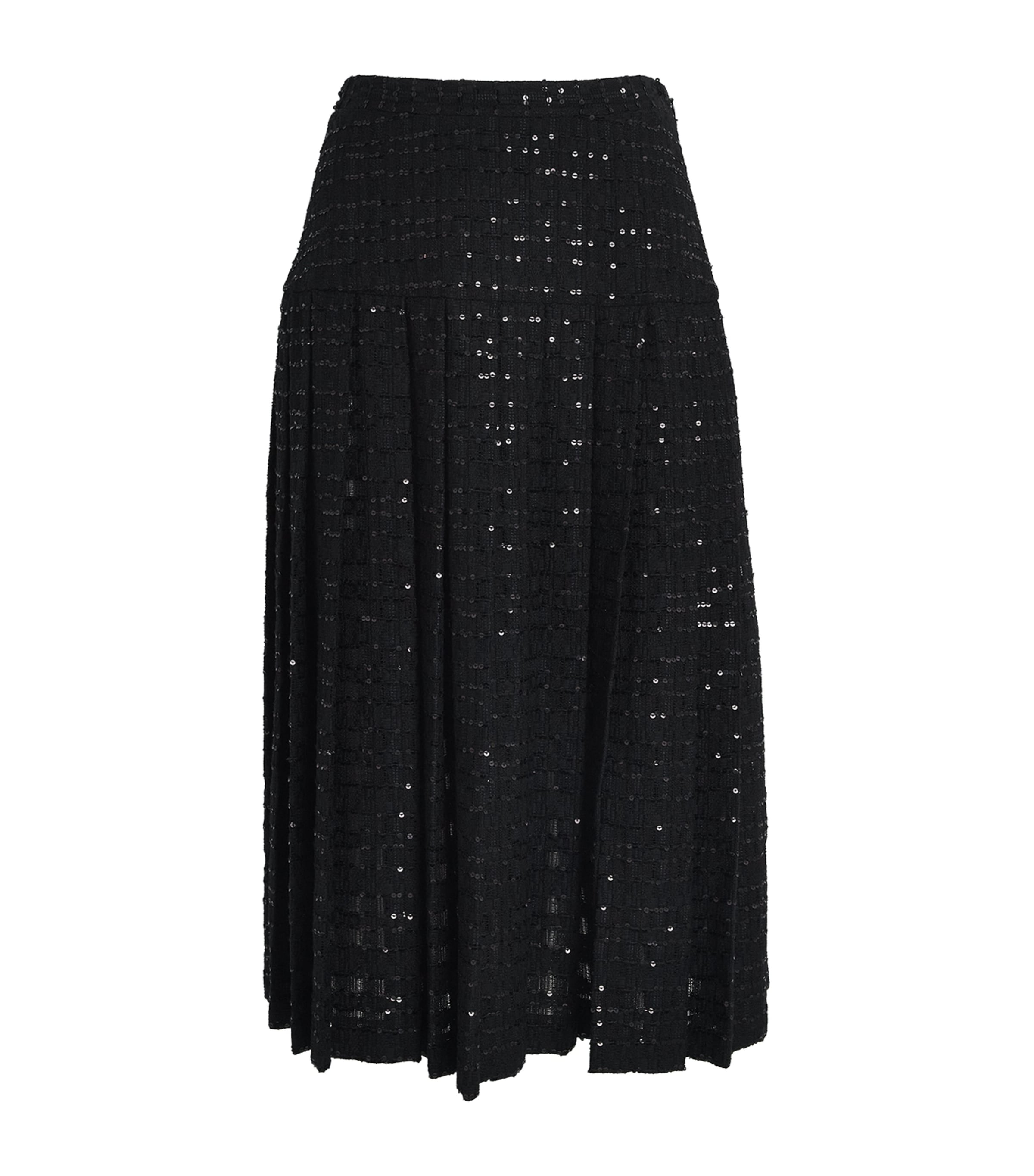 Alessandra Rich Womens Tweed Sequin Midi Skirt Black Image 1