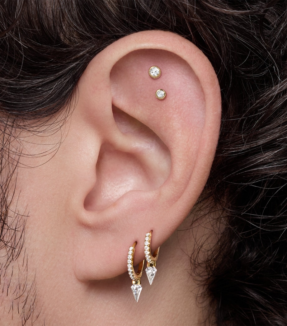 Maria Tash Silhouette Diamond Short Spike Eternity Single Hoop Earring (6.5mm) White Gold Image 2