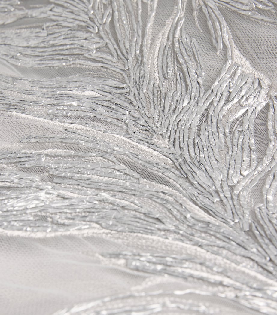 Feather-Embroidered Cocktail Gown 166-FETHMBROIREDTULE Image 5