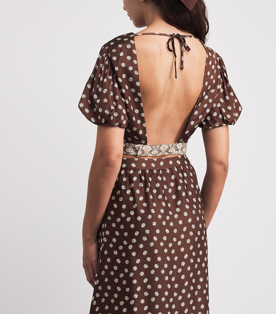 Claudie Pierlot Womens Printed Cropped Blouse Dark Print Image 5