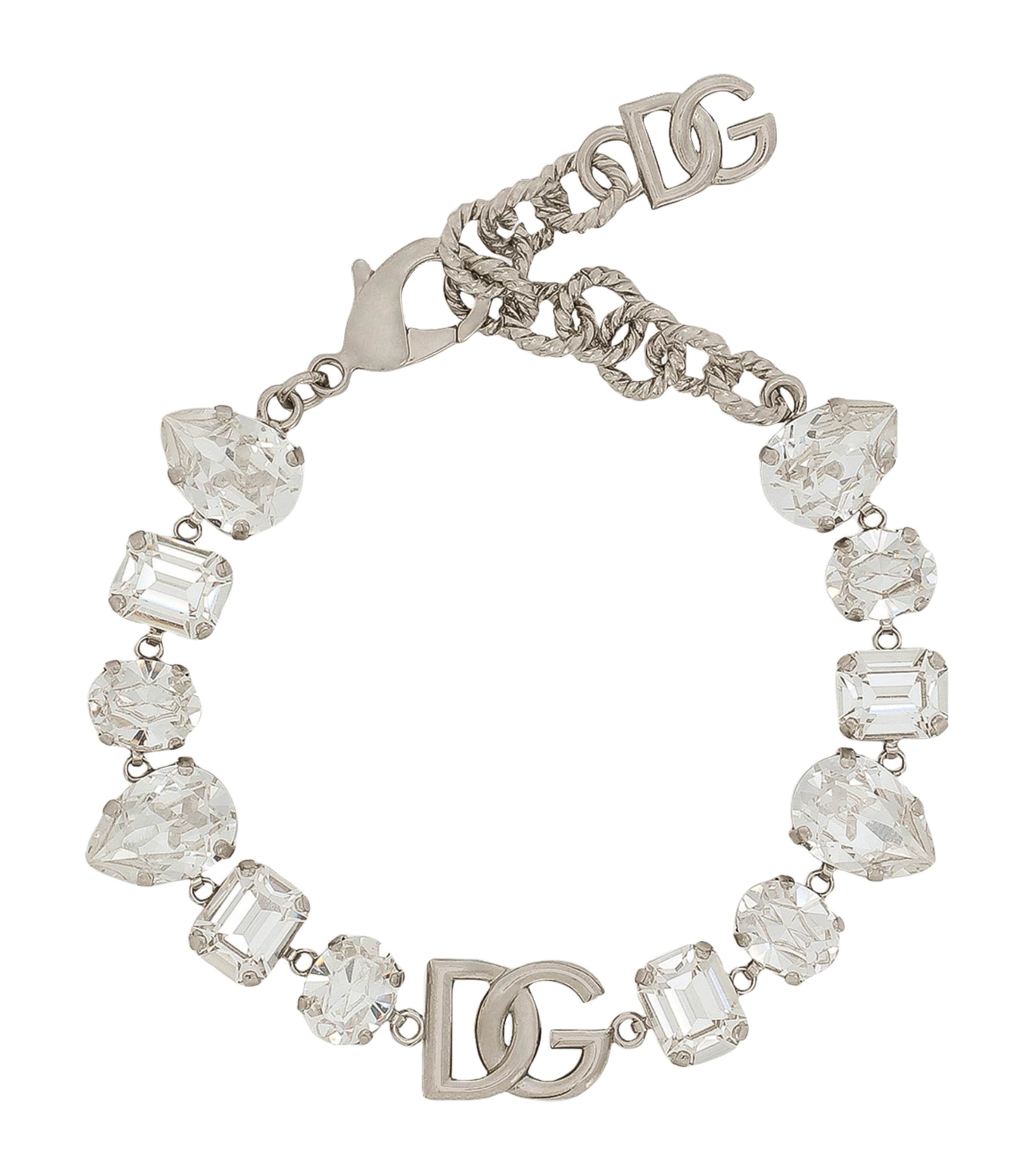 Shop Dolce & Gabbana Rhinestone Dg Logo Bracelet