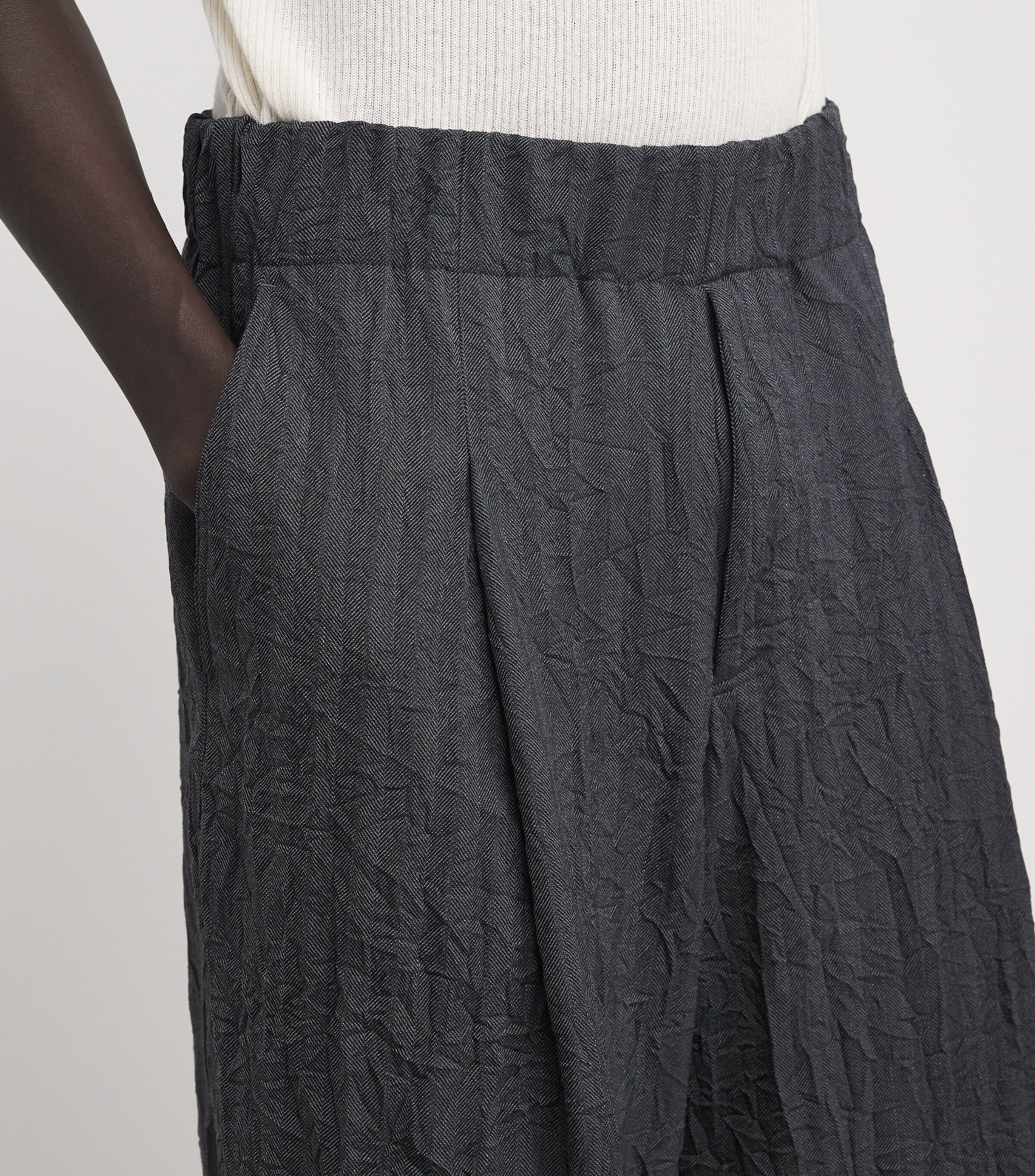 DRIES VAN NOTEN Mens Herringbone-Weave Pilan Wide-Leg Trousers Navy Image 6