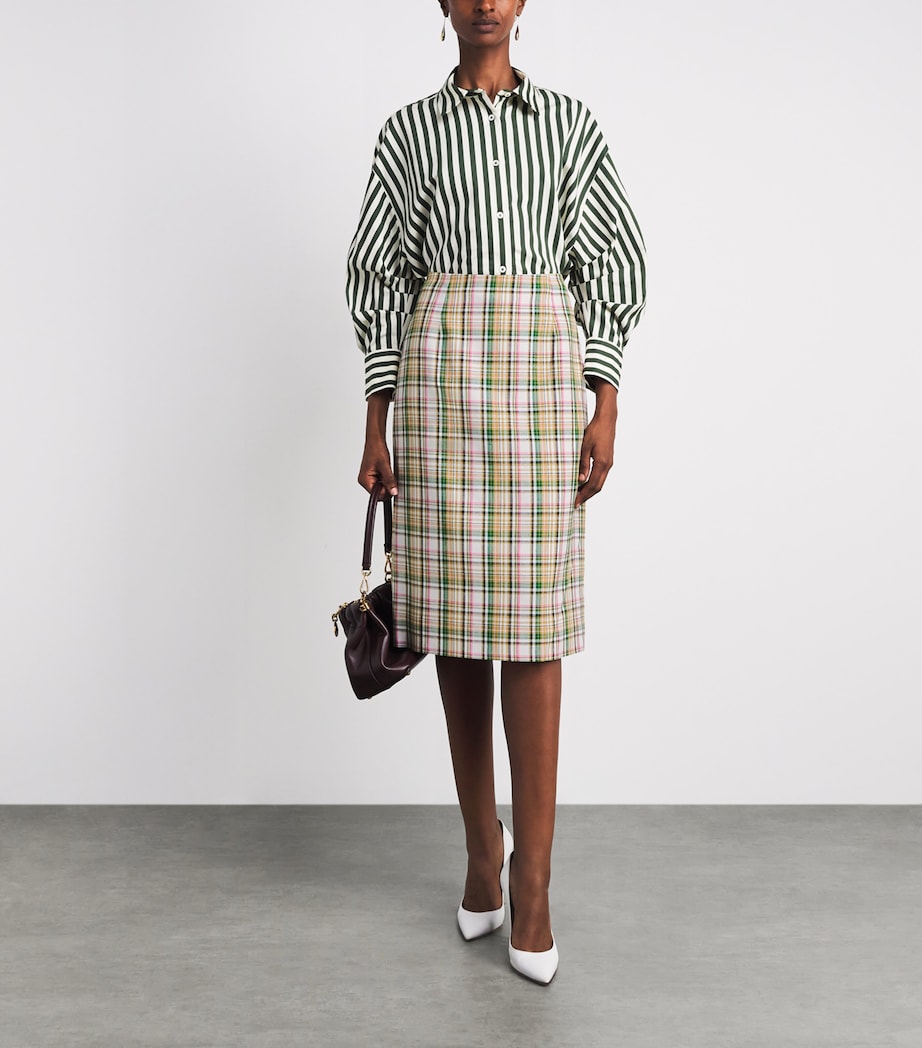Carolina Herrera Womens Check Midi Skirt Ivory Multi Image 2