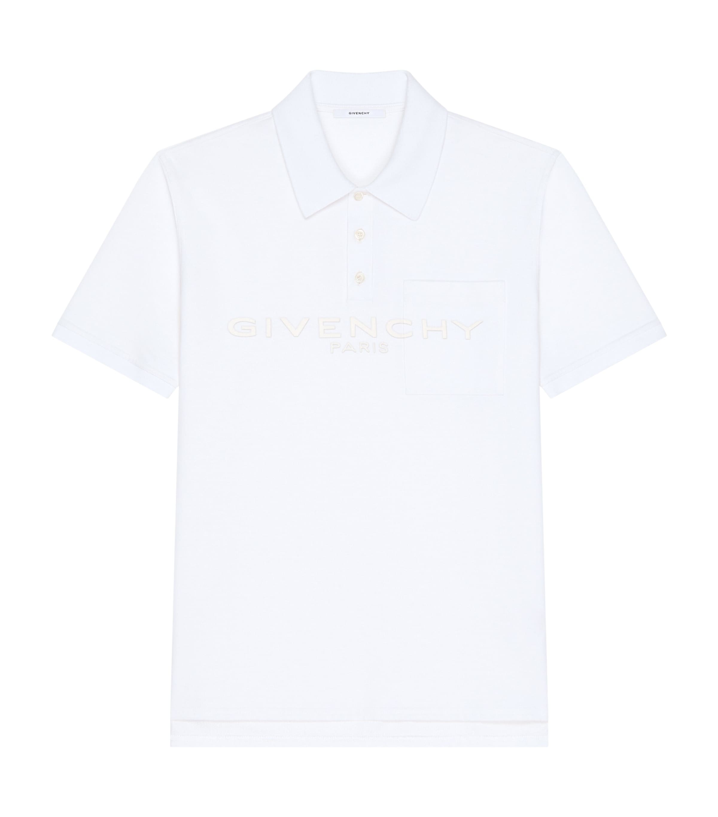 Givenchy Mens Cotton-Silk Logo Polo Shirt White Image 1