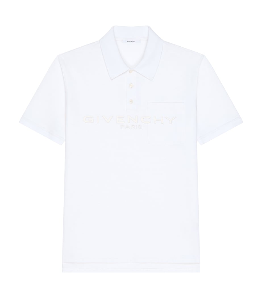 Givenchy Mens Cotton-Silk Logo Polo Shirt White Image 1