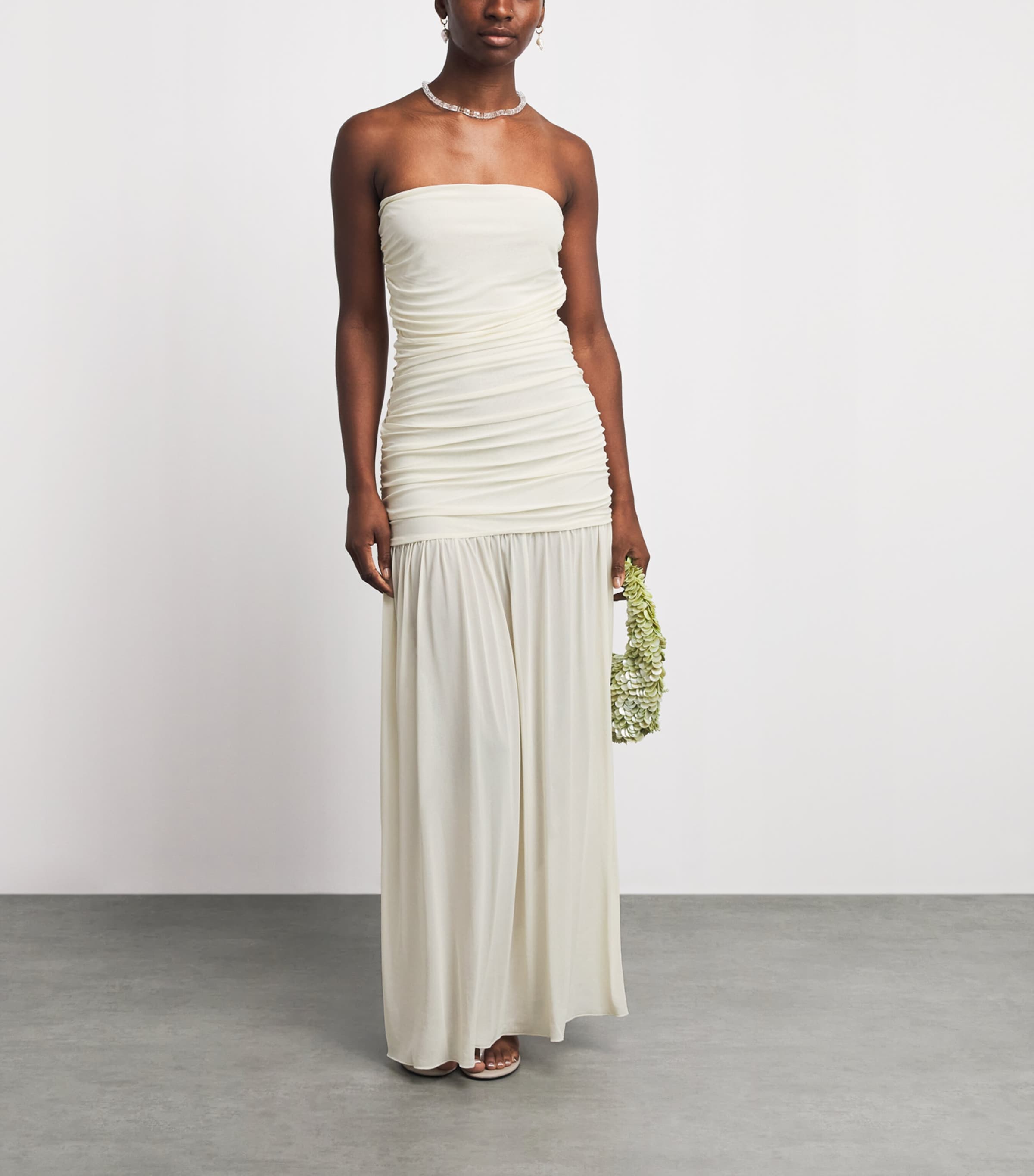 Moré Noir Womens Crepe Astra Maxi Dress Alabaster Cream Image 2