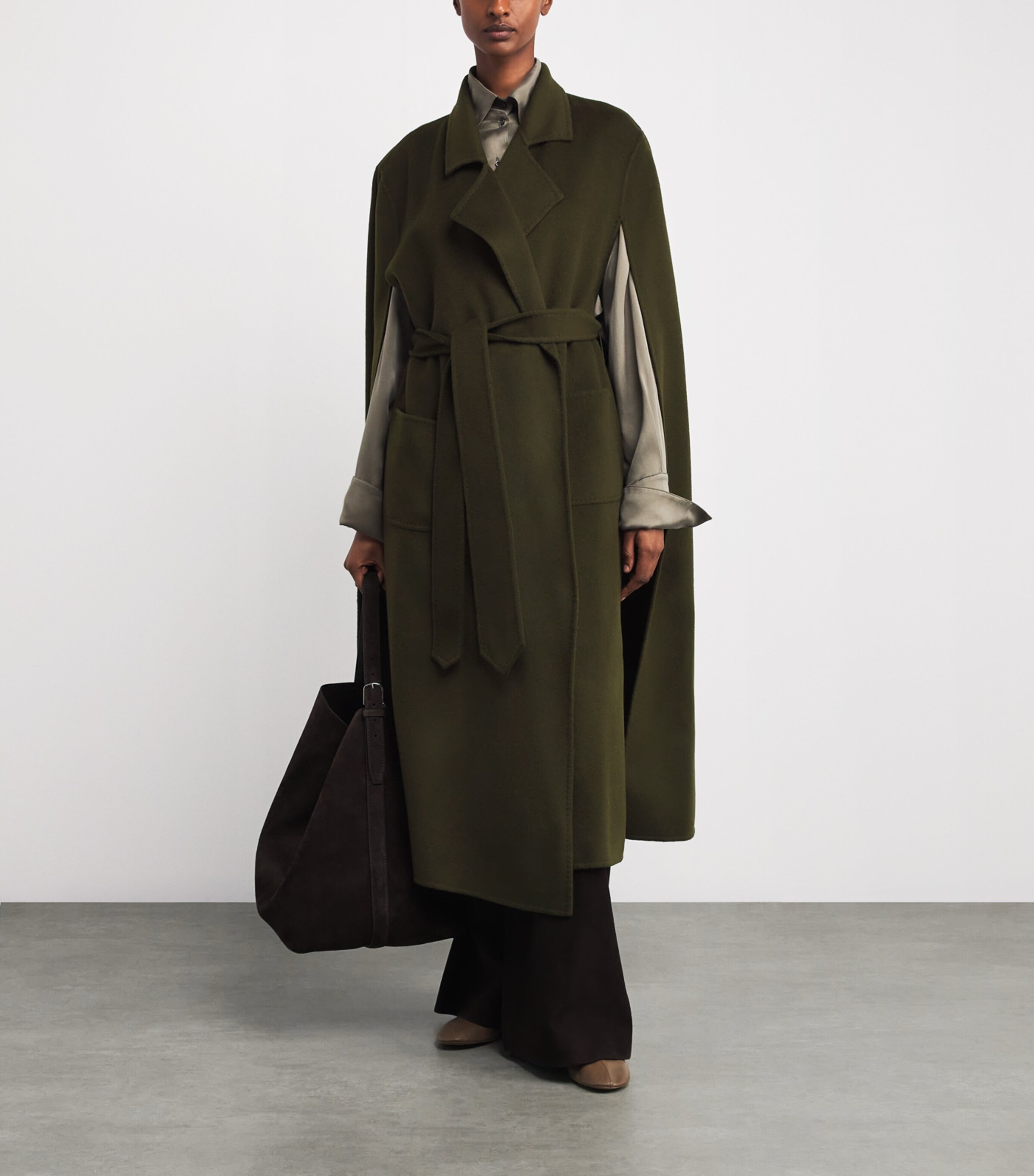 Wolk Morais Brown Cashmere On Set Cape Maxi Coat | Harrods US