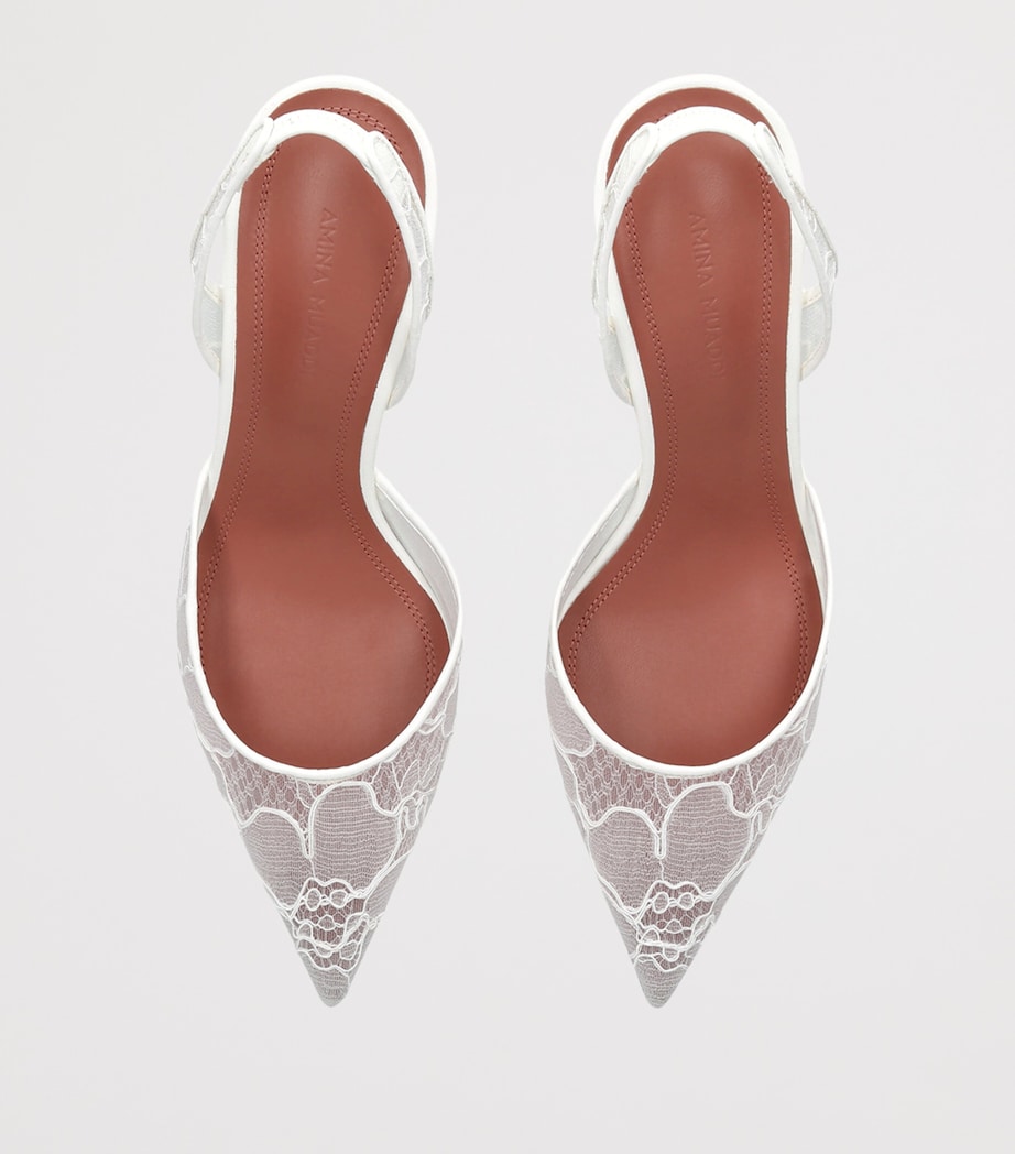 Amina Muaddi Lace Holli Slingback Pumps 70 White Image 2