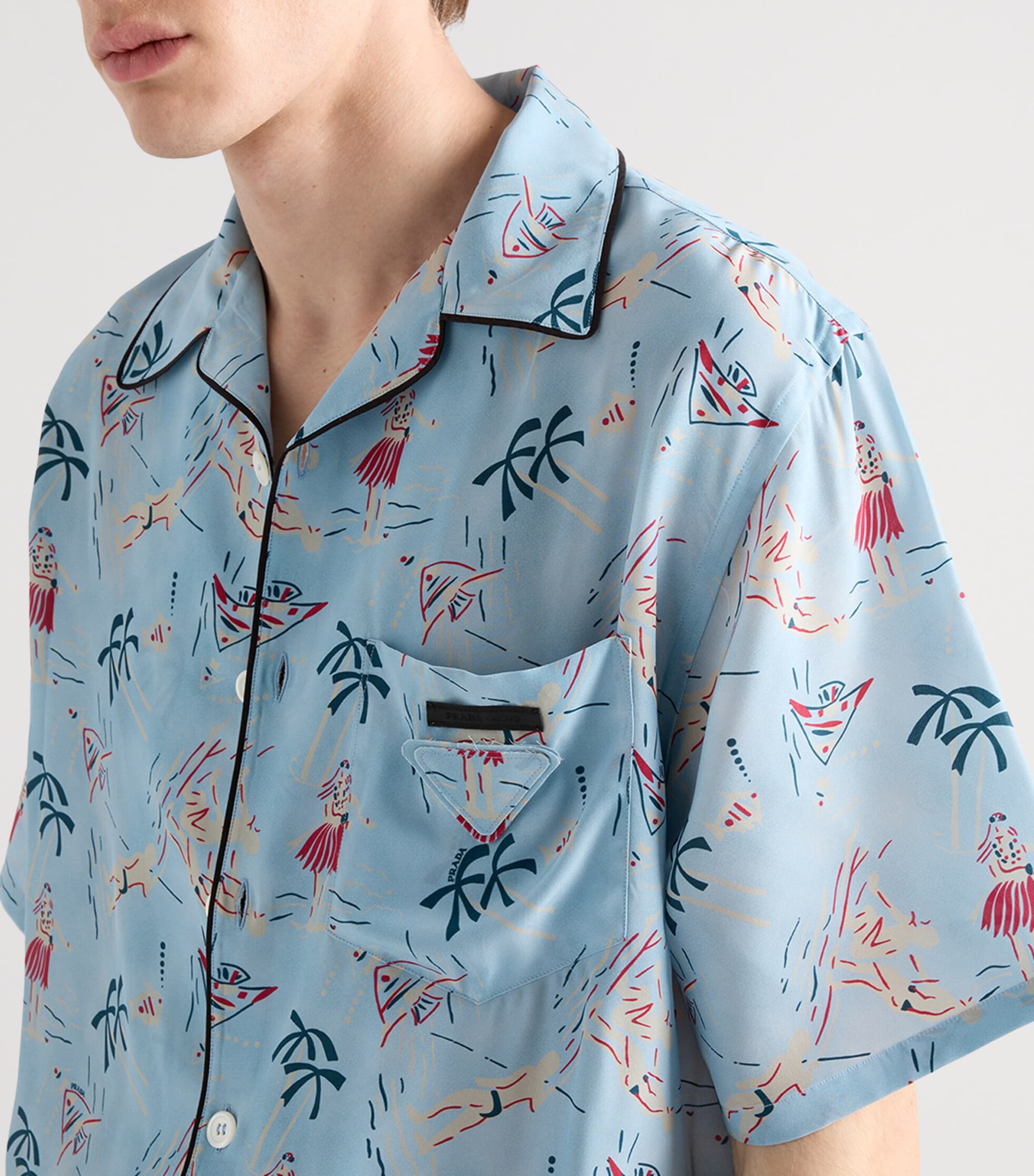 Prada Mens Floral Print Bowling Shirt Image 4