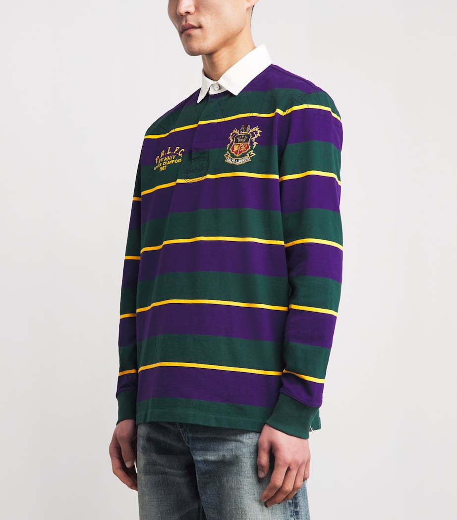 Polo Ralph Lauren Mens Cotton Stripe Embroidered Rugby Shirt Branford Purple Mlti Image 4
