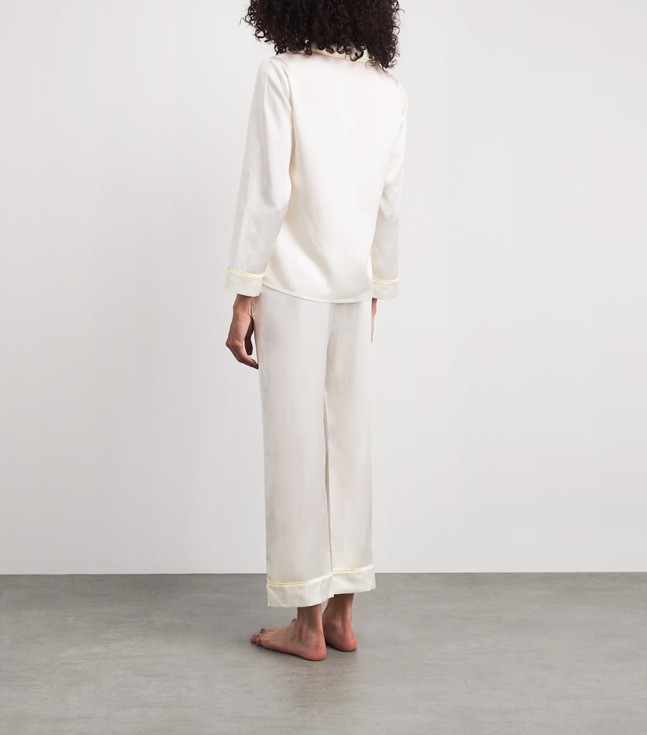 MANITO Womens Mulberry Silk Macaron Pyjamas Creamy White Image 4
