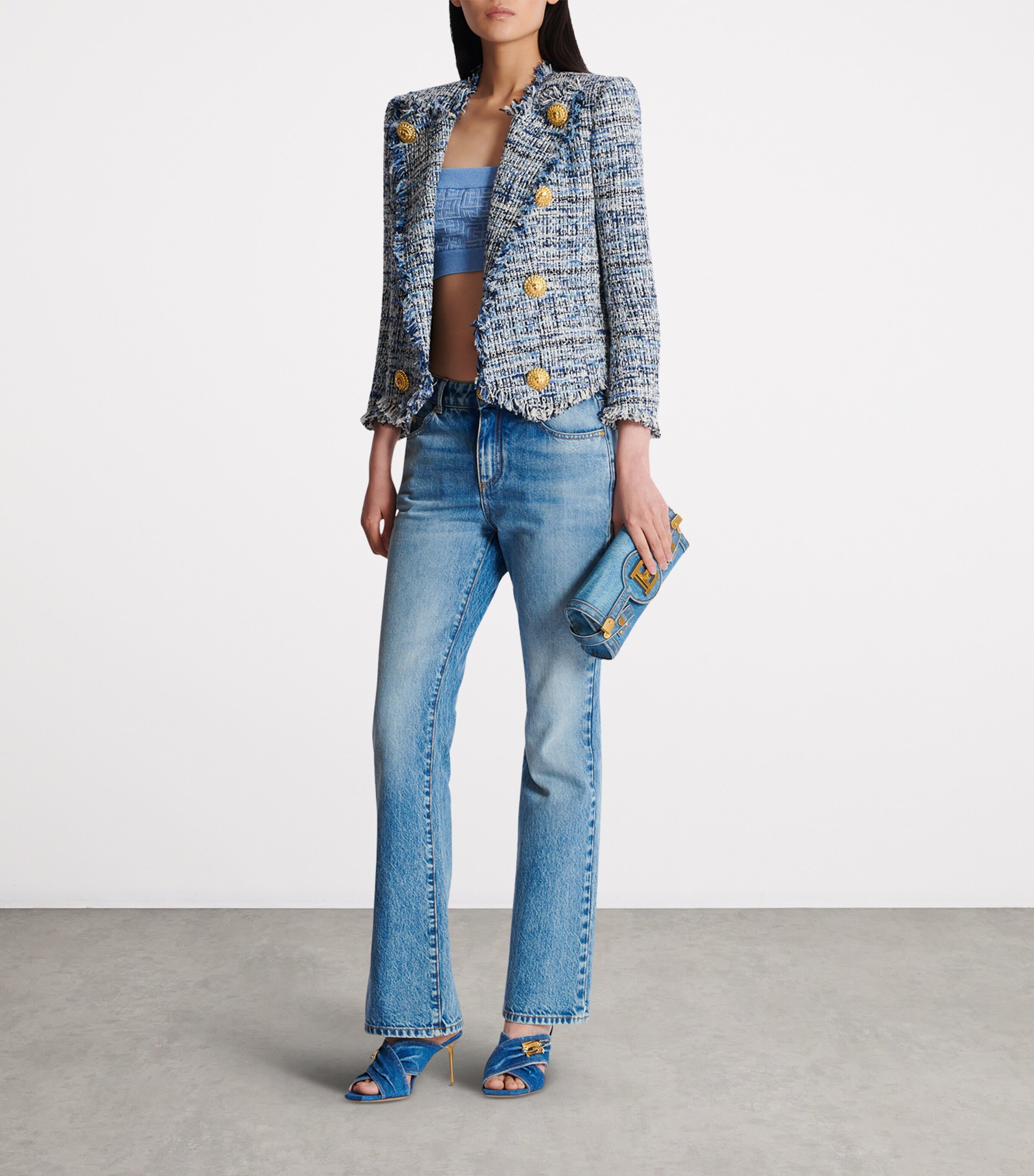 Tweed Button-Detail Jacket 6FC BLEU JEAN CLAIR Image 5