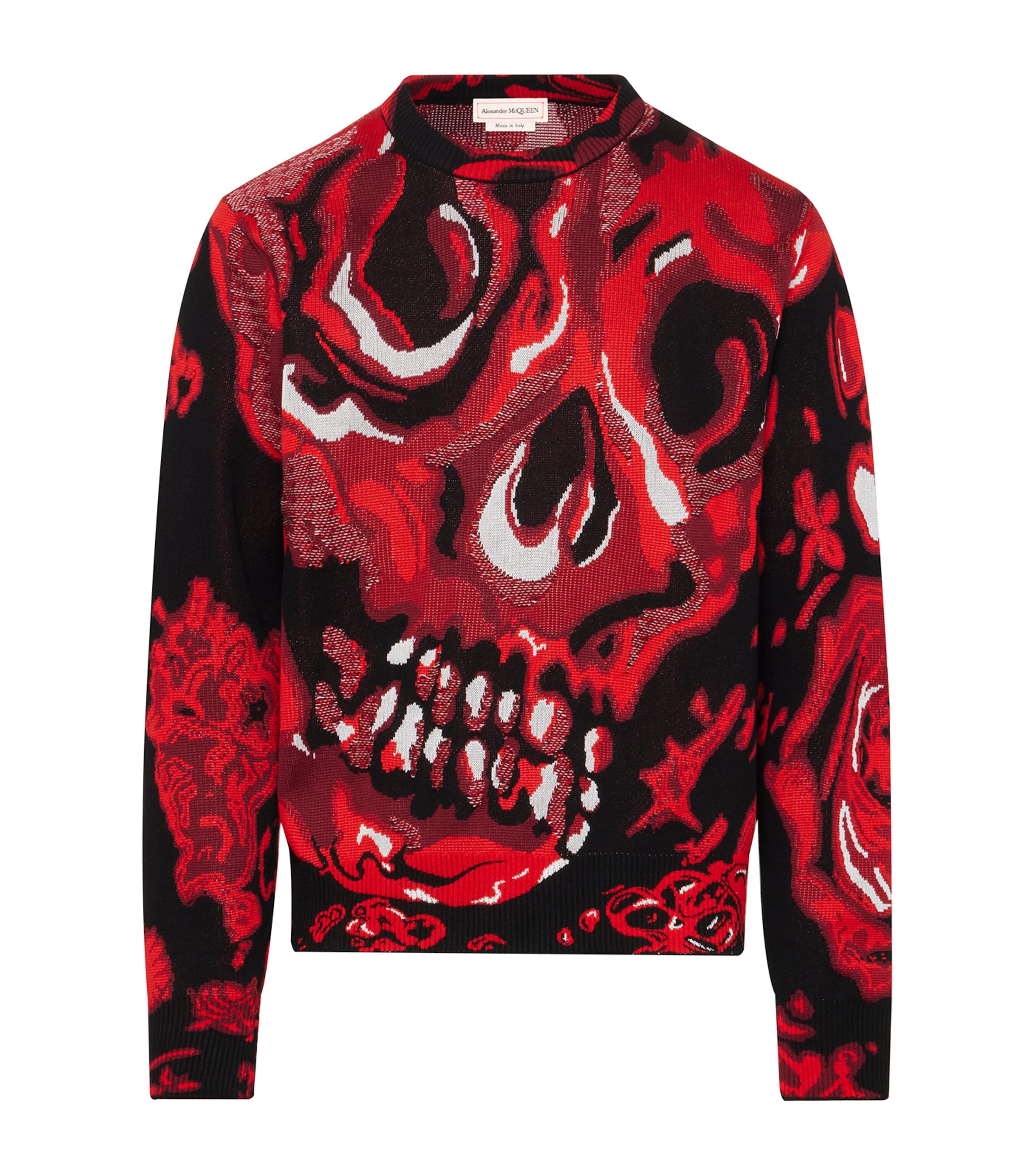 Alexander Mcqueen Wax Flower Skull Jumper In Black