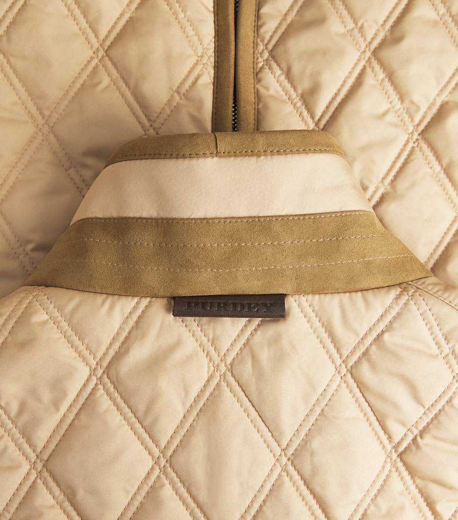 Purdey Mens Suede-Trim Quilted Gilet Camel Image 2