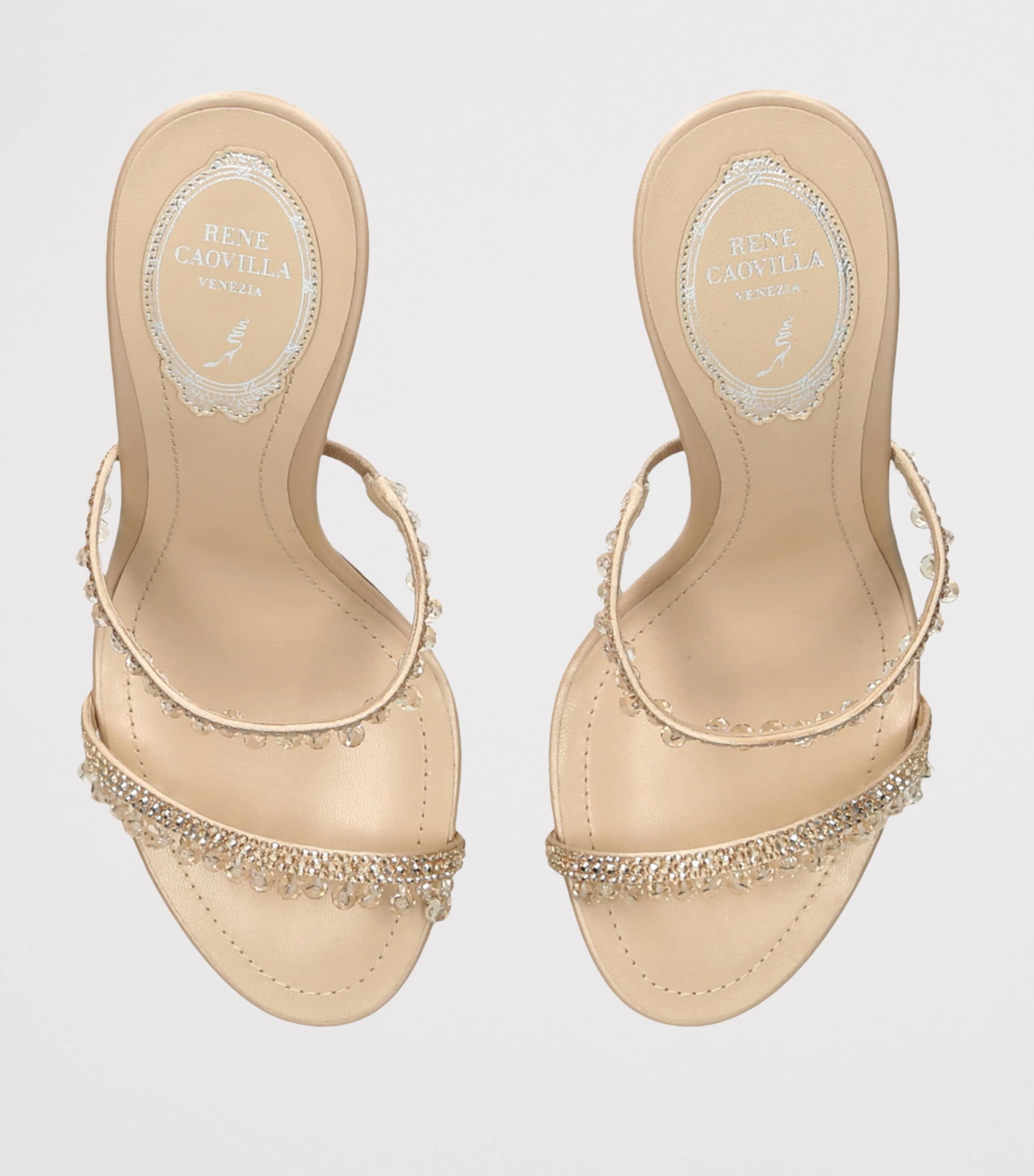 Embellished Chandelier Heeled Mules 105 BEIGE Image 4