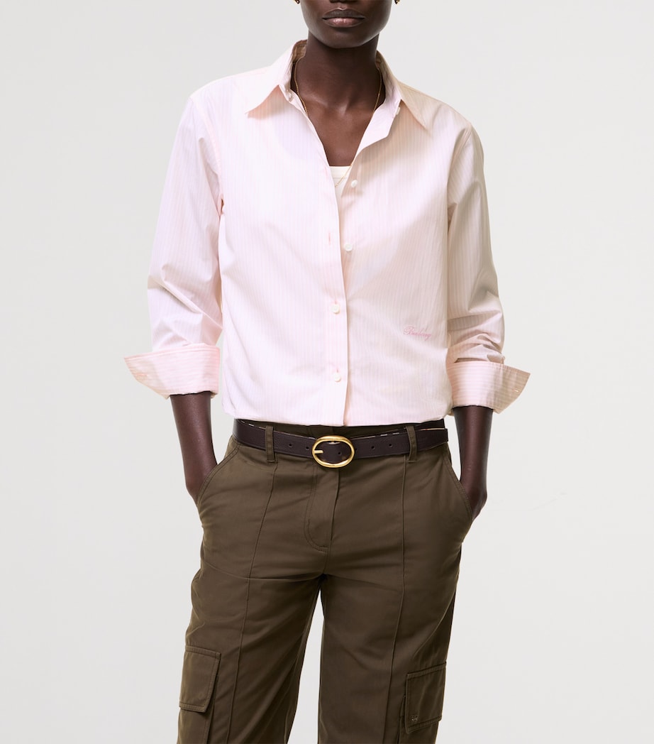 Burberry Womens Cotton Stripe Shirt Frosty Pink Stripe Image 2