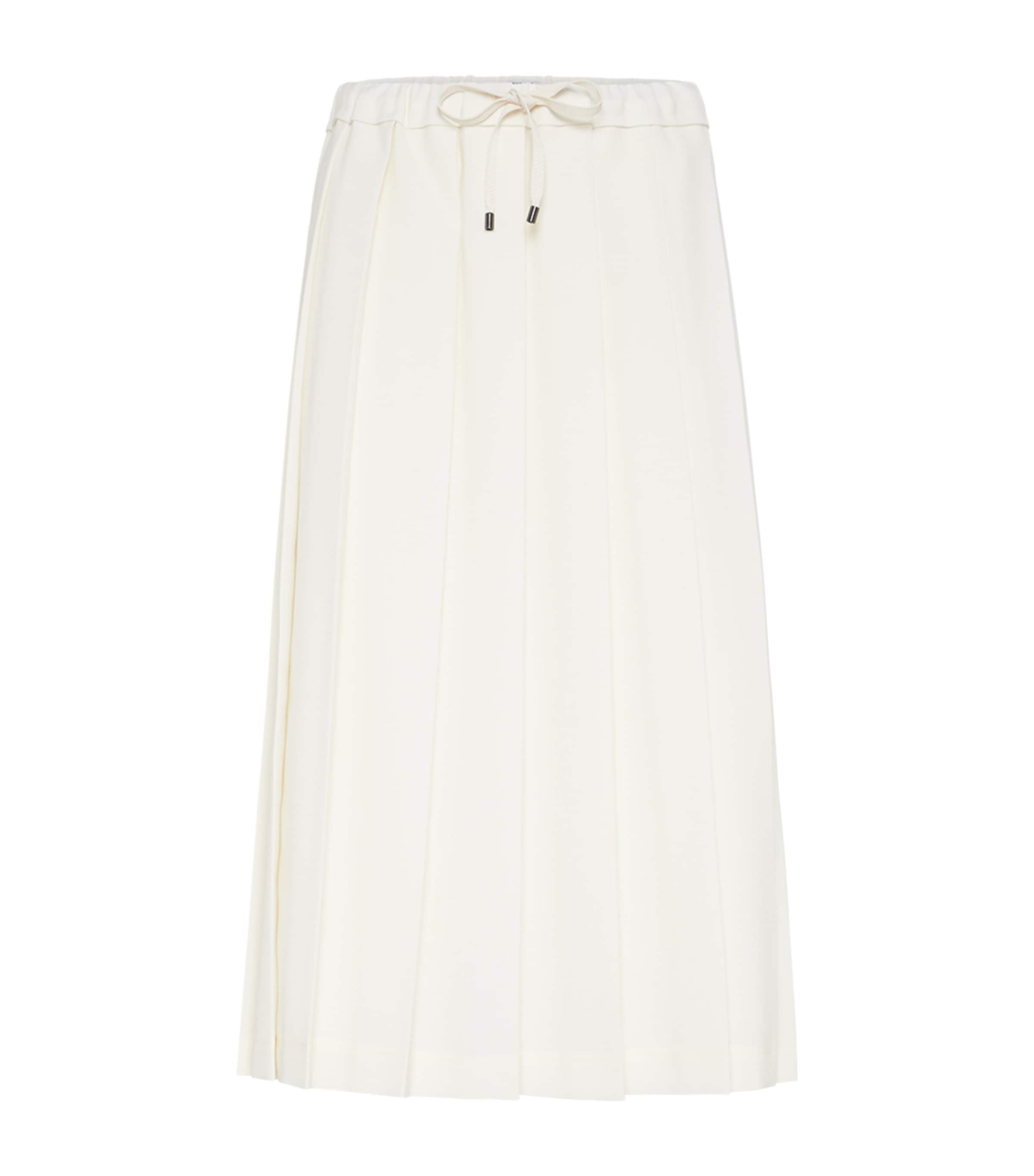 Brunello Cucinelli Techno Virgin Wool-blend Track Skirt In White