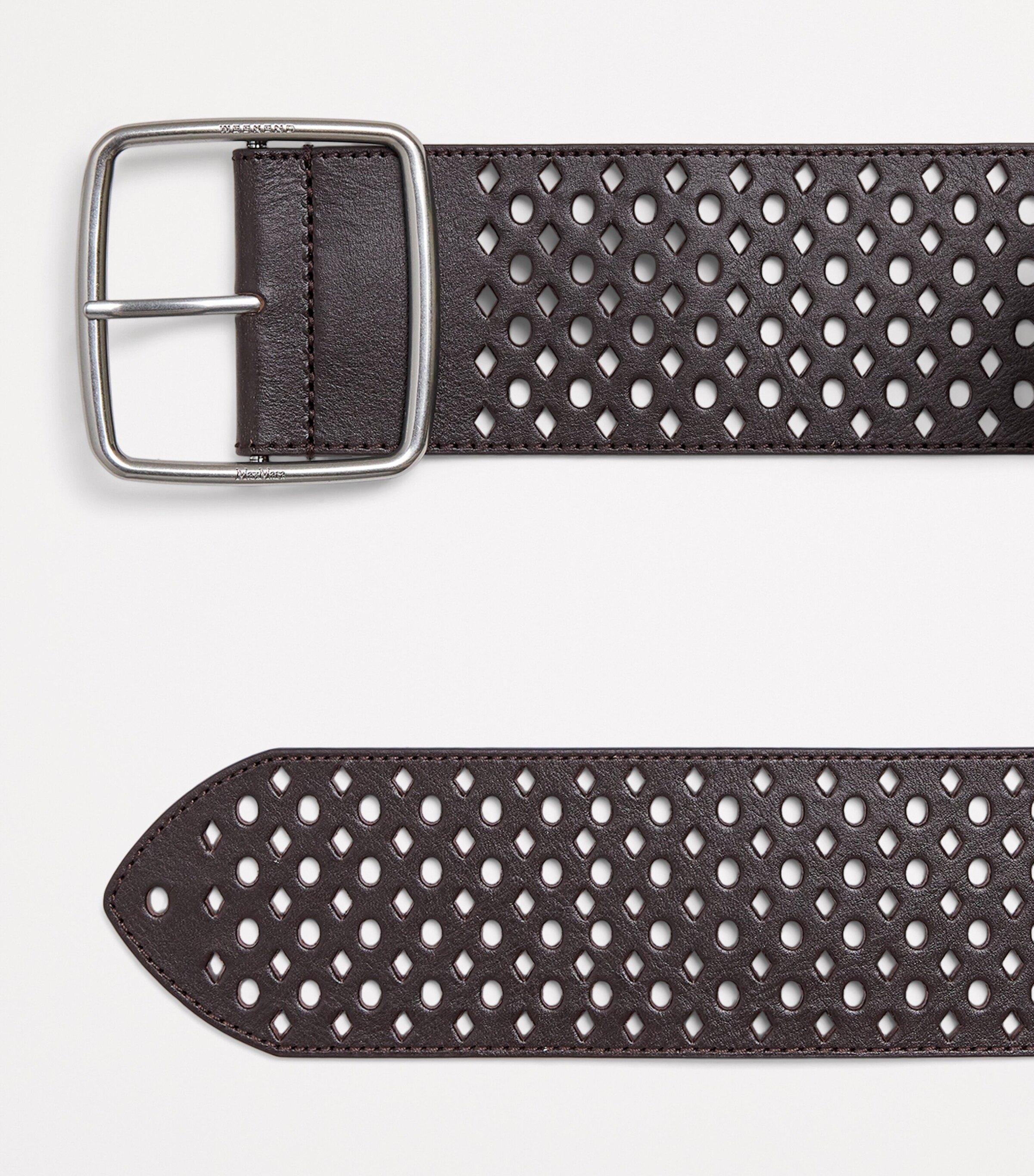 Leather Perforated Belt DARK BROWN Image 4