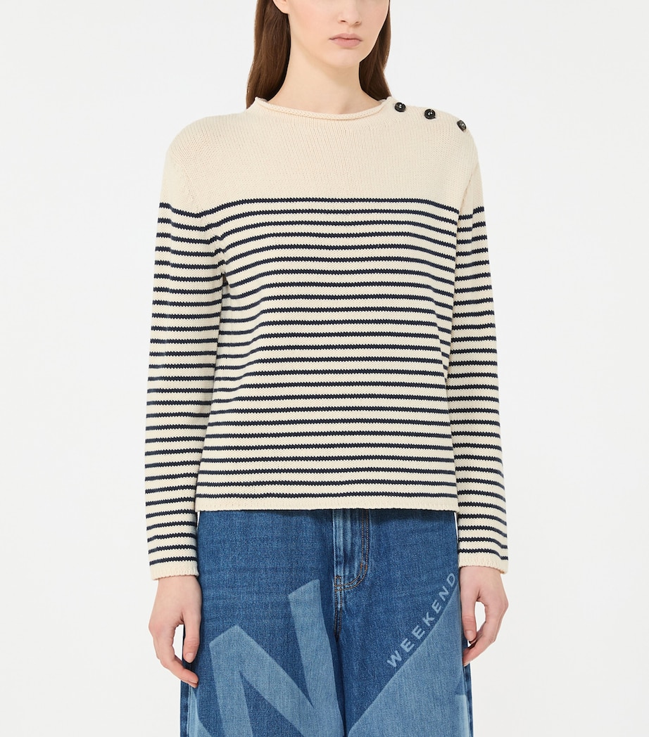 Cotton-Blend Stripe Sweater NAVY Image 2