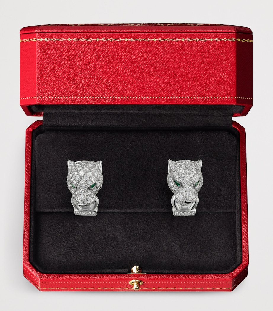 Cartier White Gold, Diamond, Emerald and Onyx Panthère de Cartier Earrings White Gold Image 6