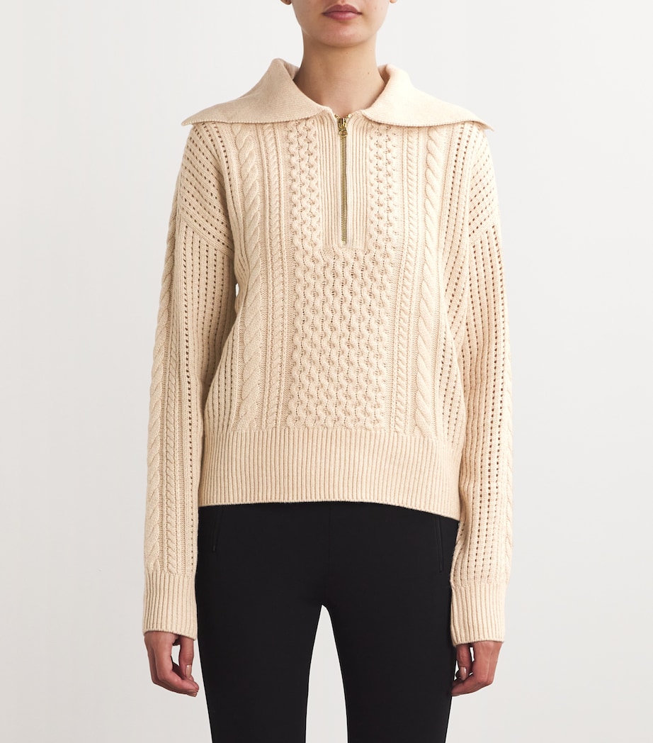Varley Womens Cable-Knit Camello Sweater Parchment Image 3