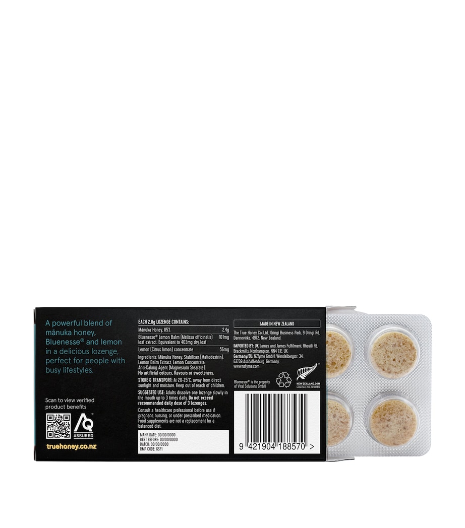 Mānuka Honey Lozenges with Bluenesse and Lemon (8 Capsules) NO COLOUR Image 4