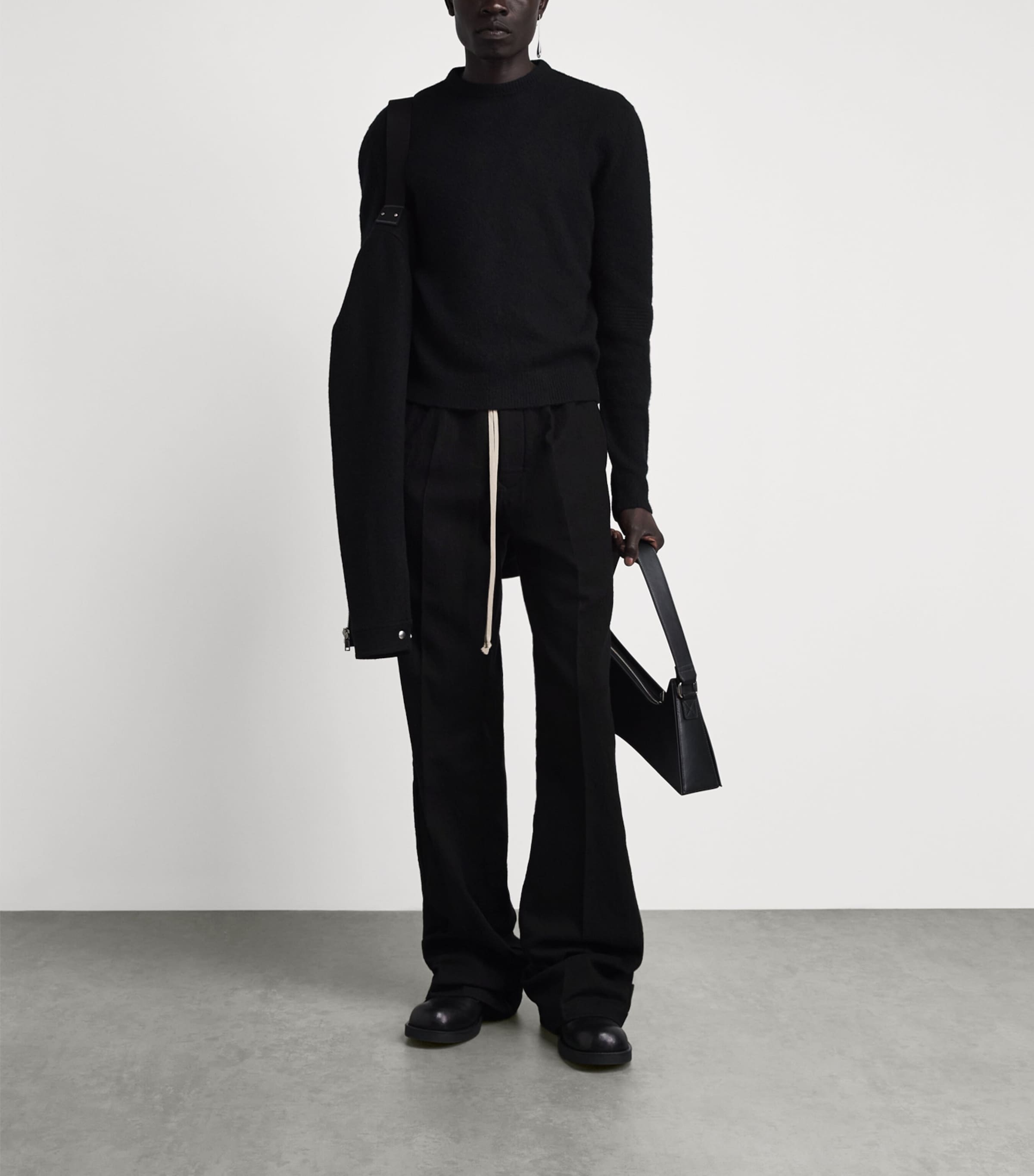 Rick Owens Mens Cotton-Wool Dietrich Sweatpants Black Image 2