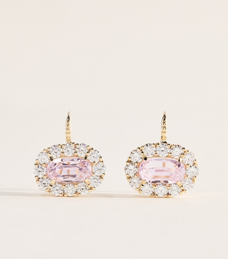 Retrouvaí Yellow Gold, Diamond and Kunzite Heirloom Drop Earrings Yellow Gold