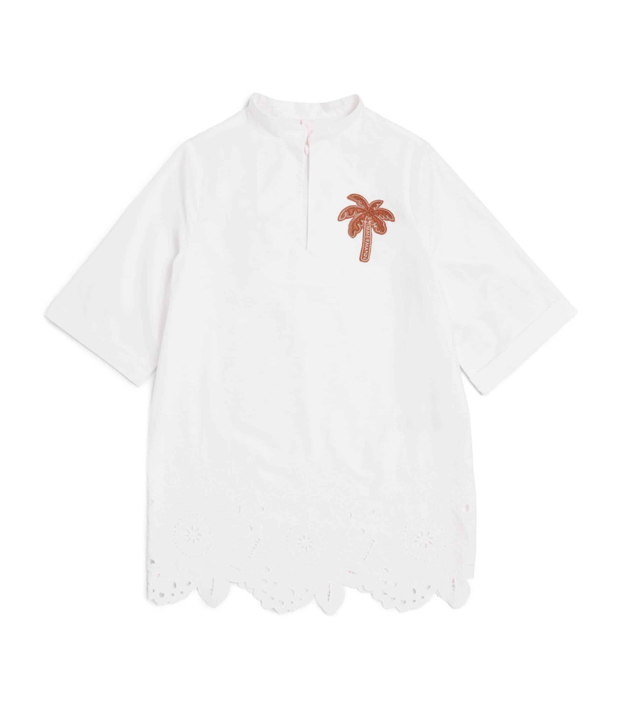 Zimmermann Kids Cotton Embroidered Indra Dress (2-12 Years) Ivory Image 1