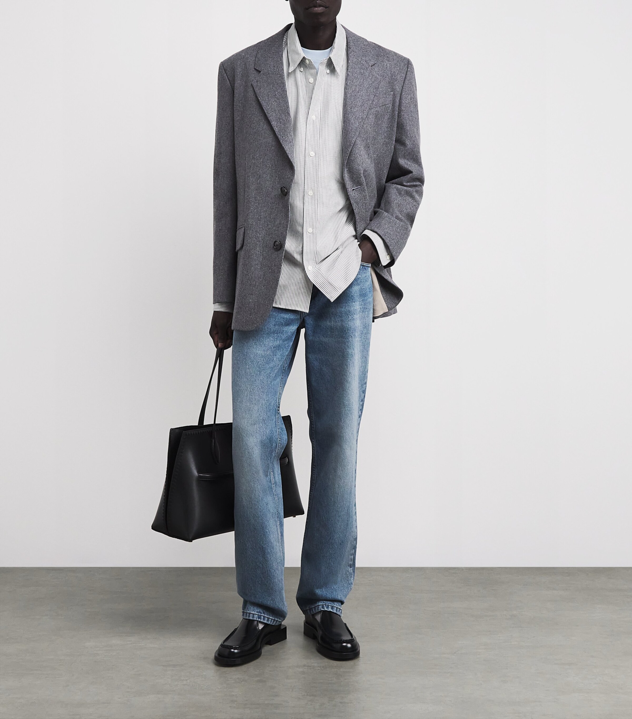 Cotton Stripe Shirt 039 - NOIR / BLANC NATUREL Image 2