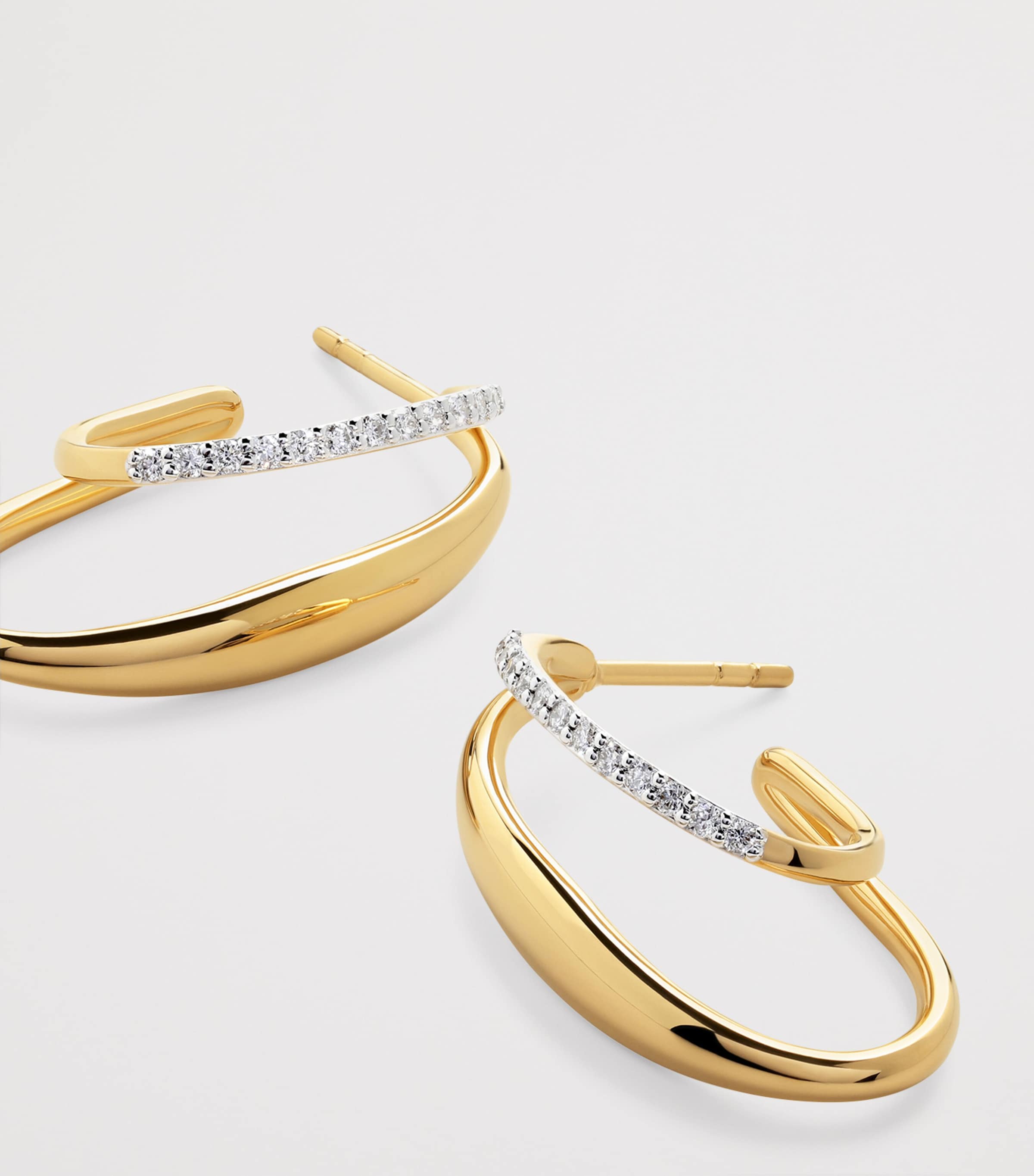 Monica Vinader Gold Vermeil and Diamond Nura Hoop Earrings Gold Vermeil Image 2