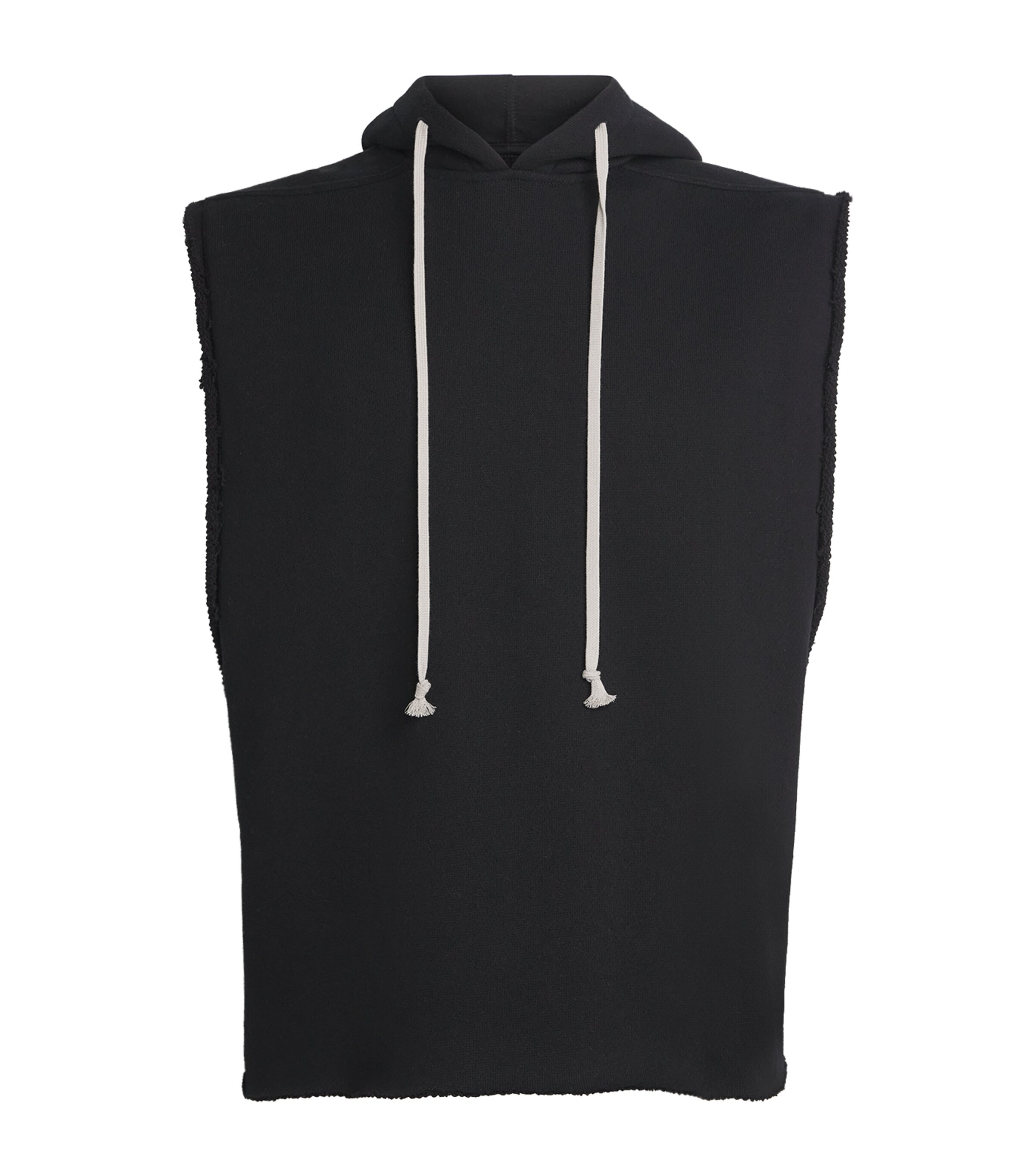 Rick Owens Mens Cotton Jersey Sleeveless Hoodie Black/ Image 1