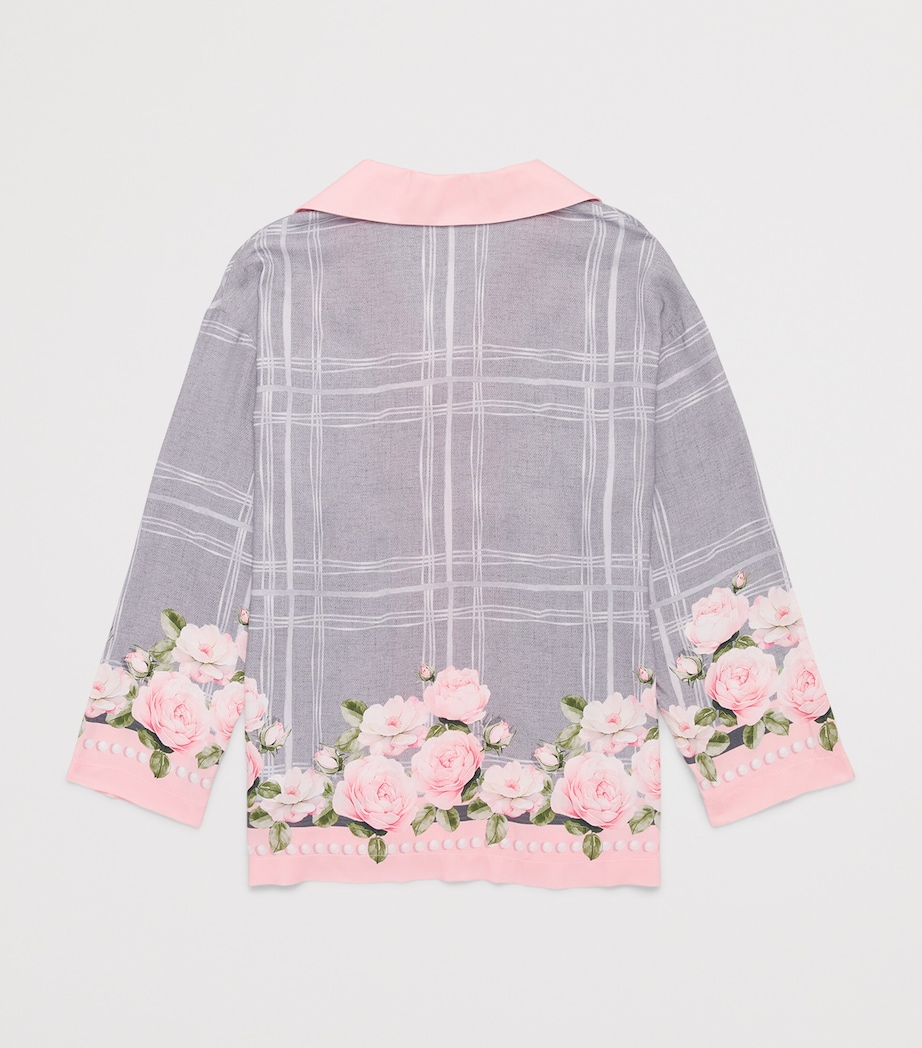 Monnalisa Floral Print Shirt (8-14 Years) Grigio+rosablush Image 2