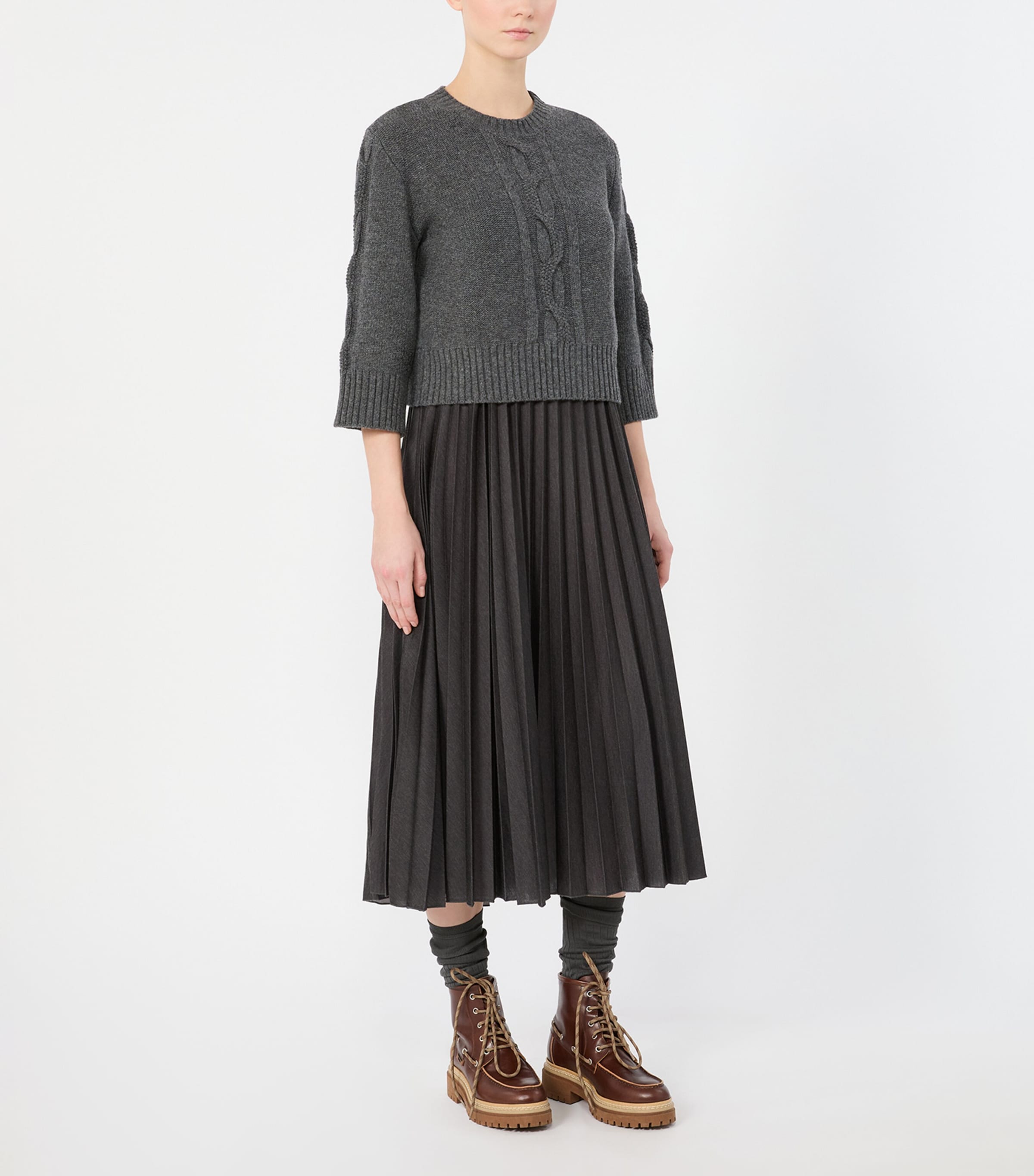 Weekend Max Mara Womens Jersey Midi Dress with Virgin Wool Sweater Dark Grey Image 3